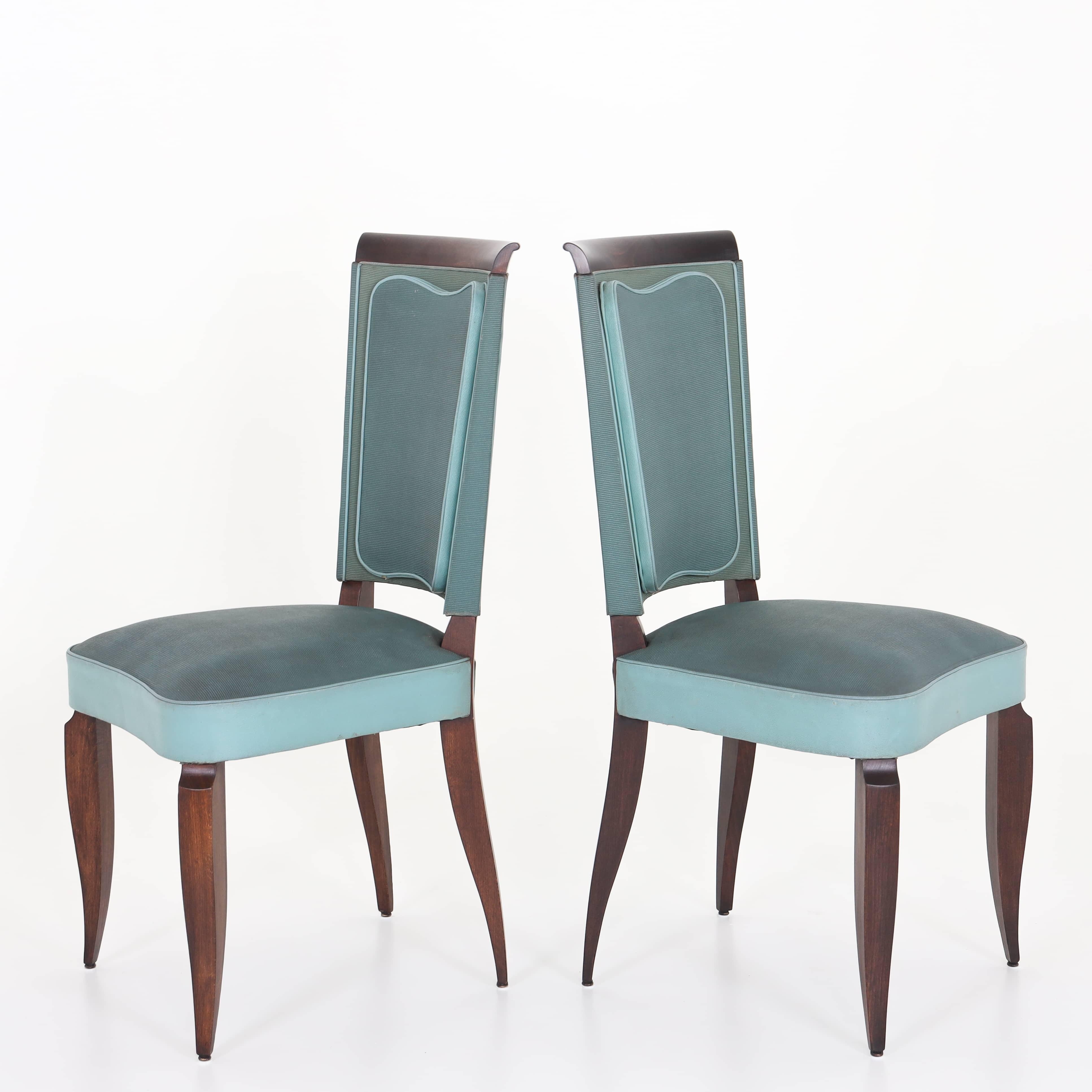 Wood Art Deco Dining Chairs, France 1920s