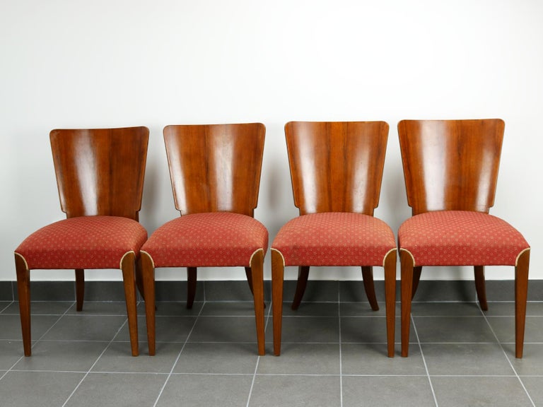 Czech Art Deco Dining Chairs H-214 by Jindrich Halabala, 1930s For Sale