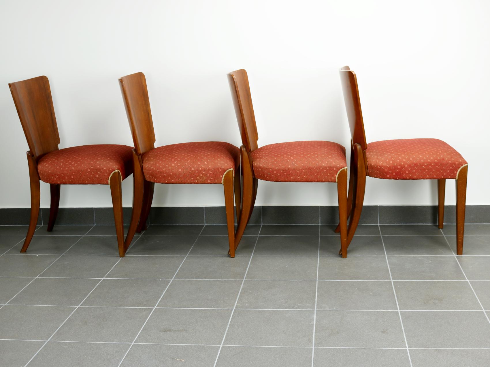 Mid-20th Century Art Deco Dining Chairs H-214 by Jindrich Halabala, 1930s For Sale