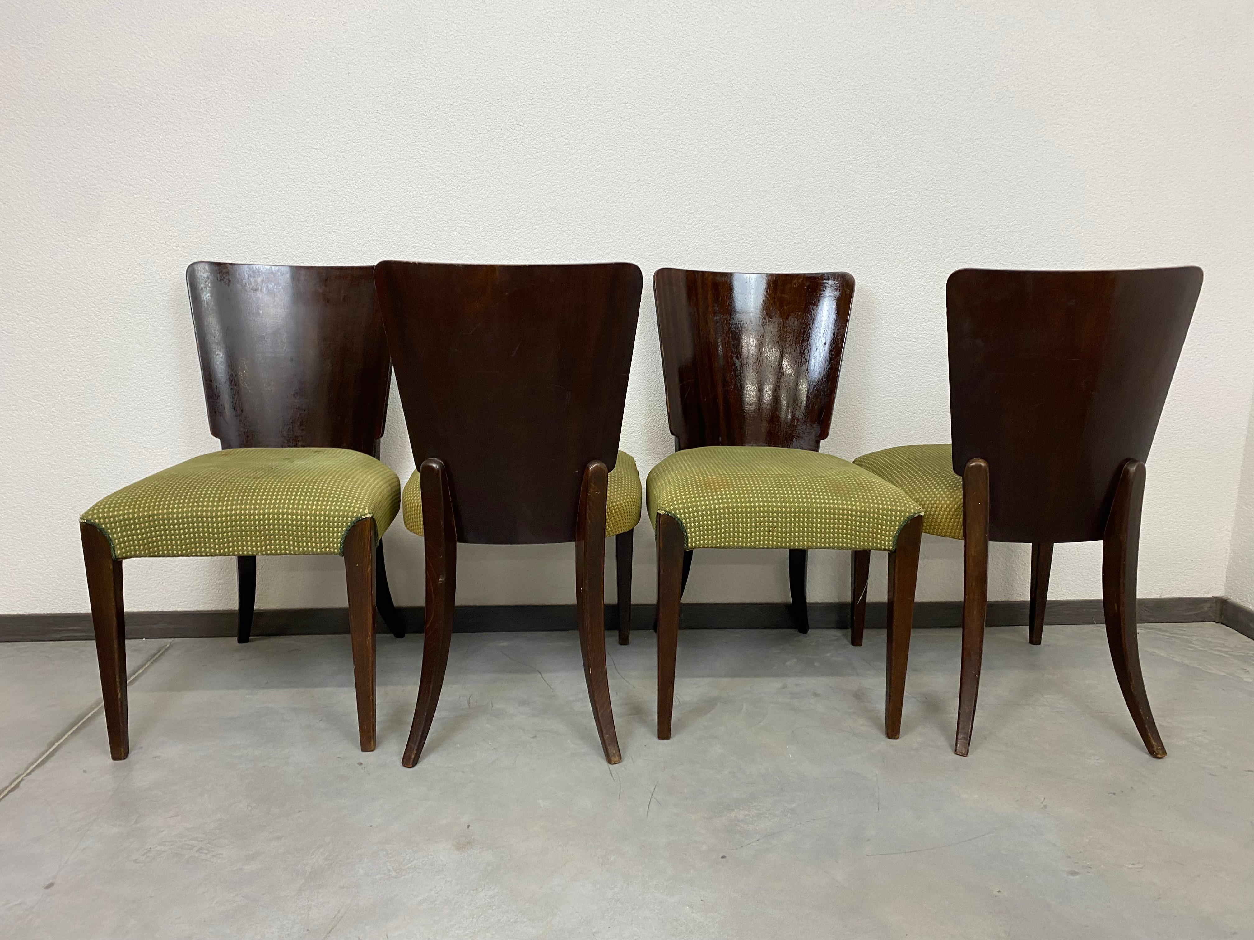 Slovak Art Deco Dining Chairs H-214 by Jindrich Halabala For Sale