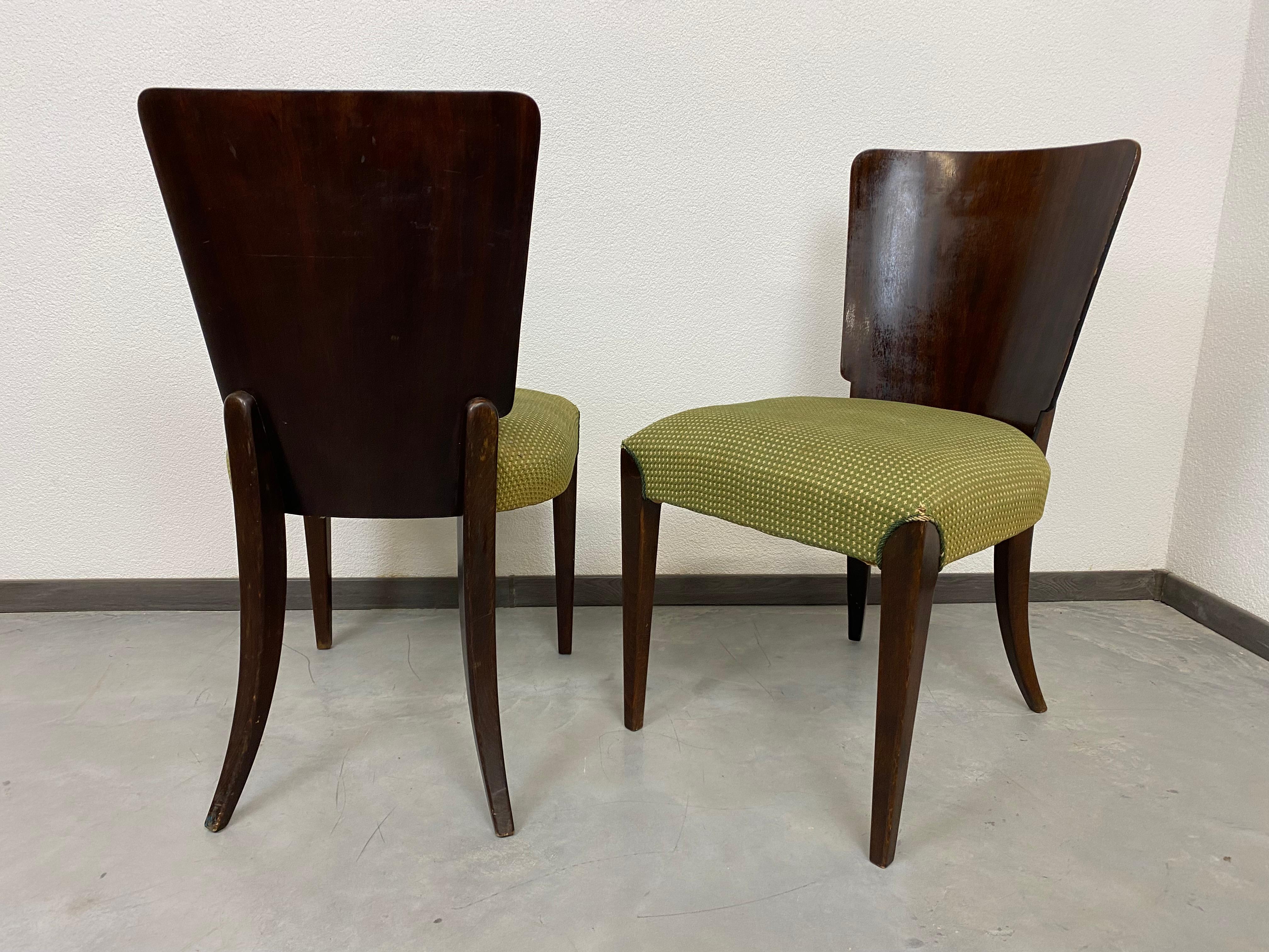 Mid-20th Century Art Deco Dining Chairs H-214 by Jindrich Halabala For Sale