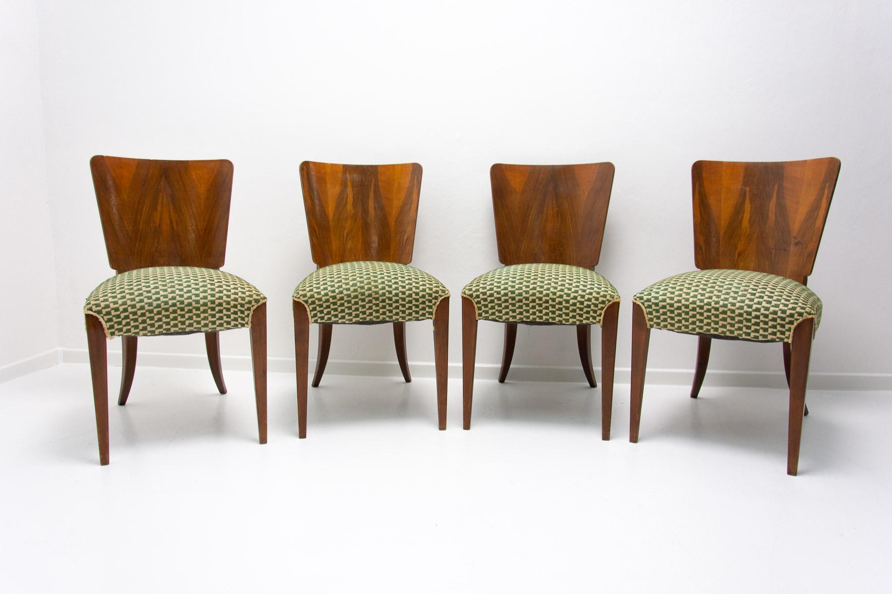 Art Deco Dining Chairs H-214 by Jindrich Halabala for Úp Závody, 1950s 12