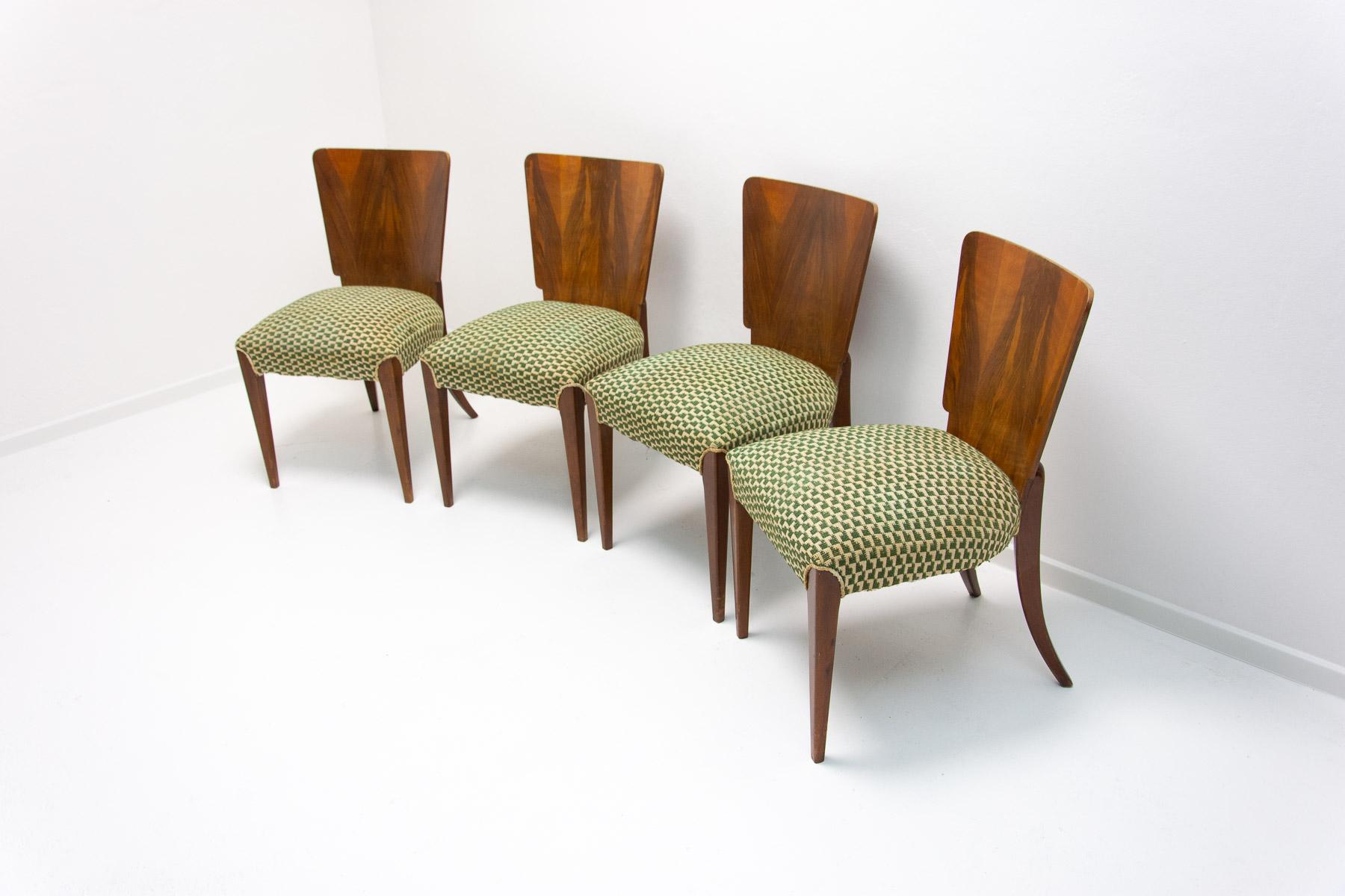 20th Century Art Deco Dining Chairs H-214 by Jindrich Halabala for Úp Závody, 1950s