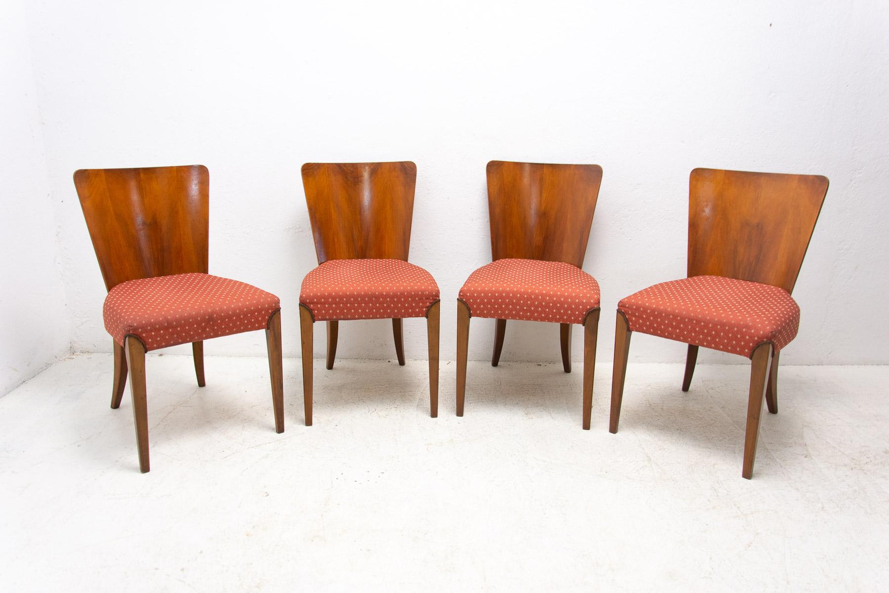Czech Art Deco Dining Chairs H-214 by Jindrich Halabala for ÚP Závody, 1950's For Sale