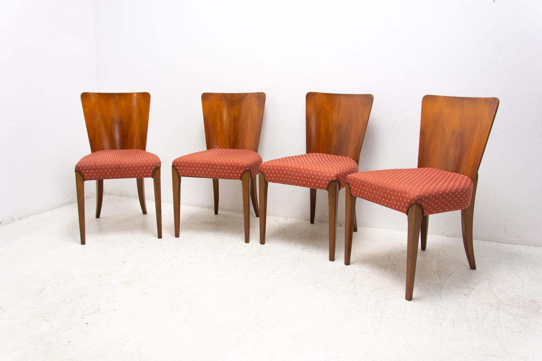 20th Century Art Deco Dining Chairs H-214 by Jindrich Halabala for ÚP Závody, 1950's For Sale