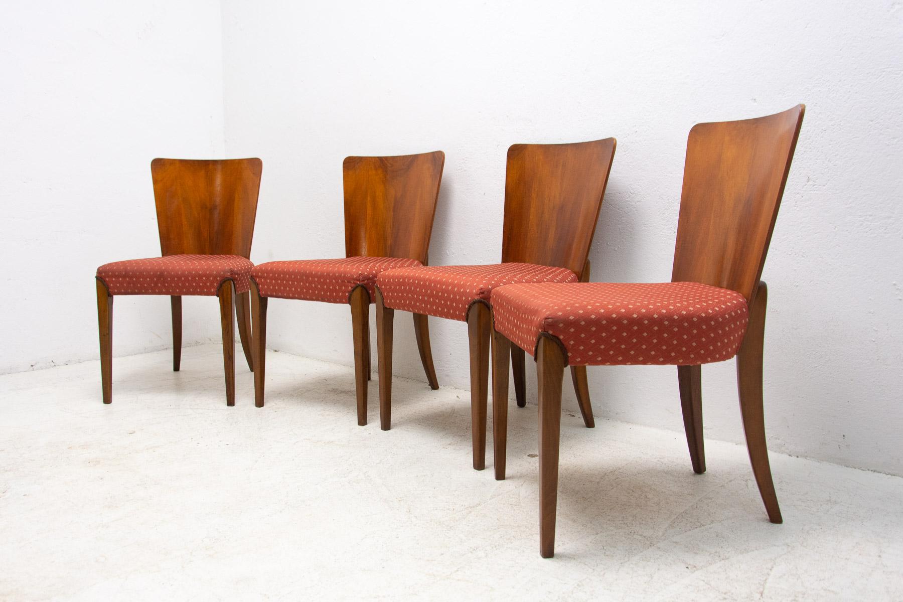 Art Deco Dining Chairs H-214 by Jindrich Halabala for ÚP Závody, 1950's For Sale 1