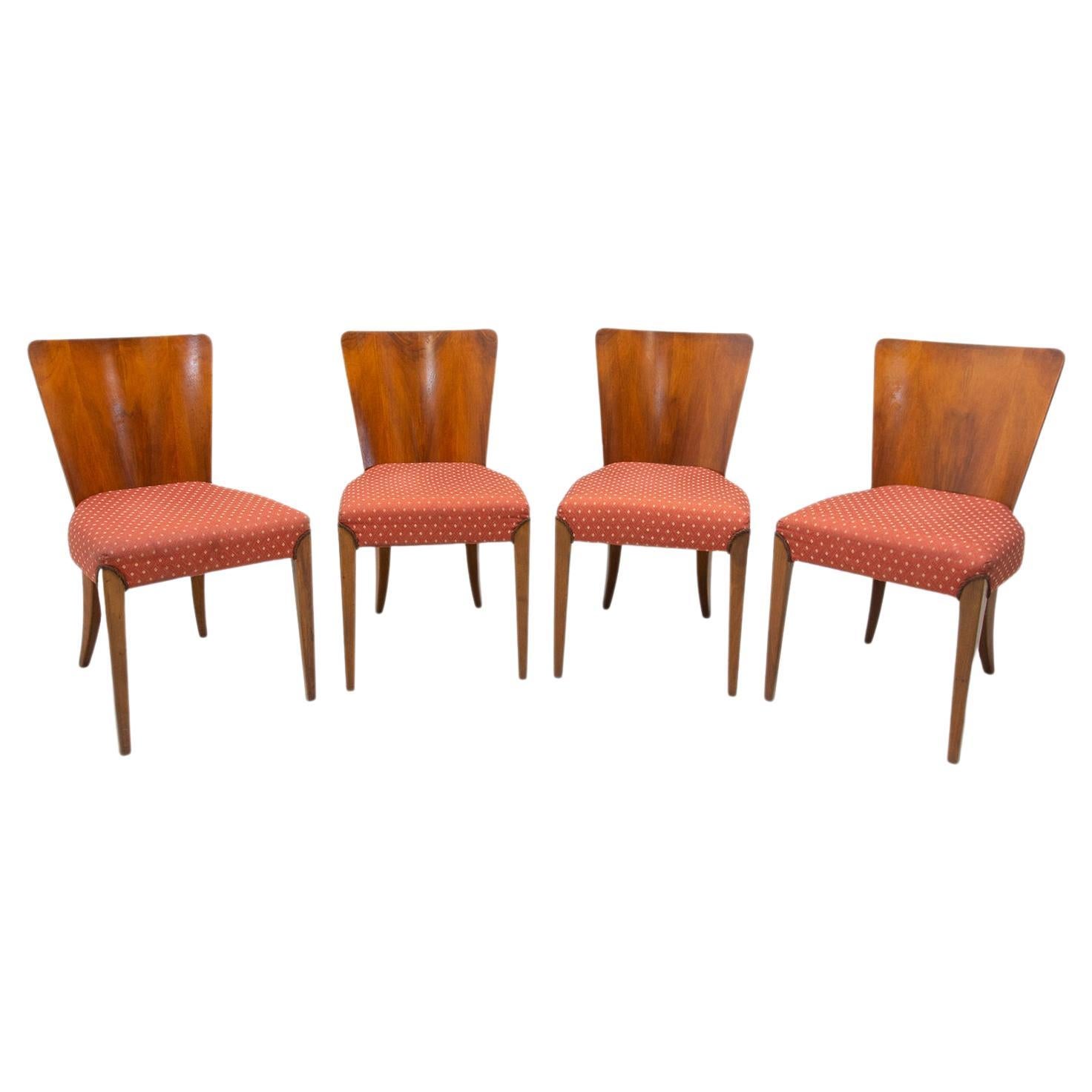 Art Deco Dining Chairs H-214 by Jindrich Halabala for ÚP Závody, 1950's