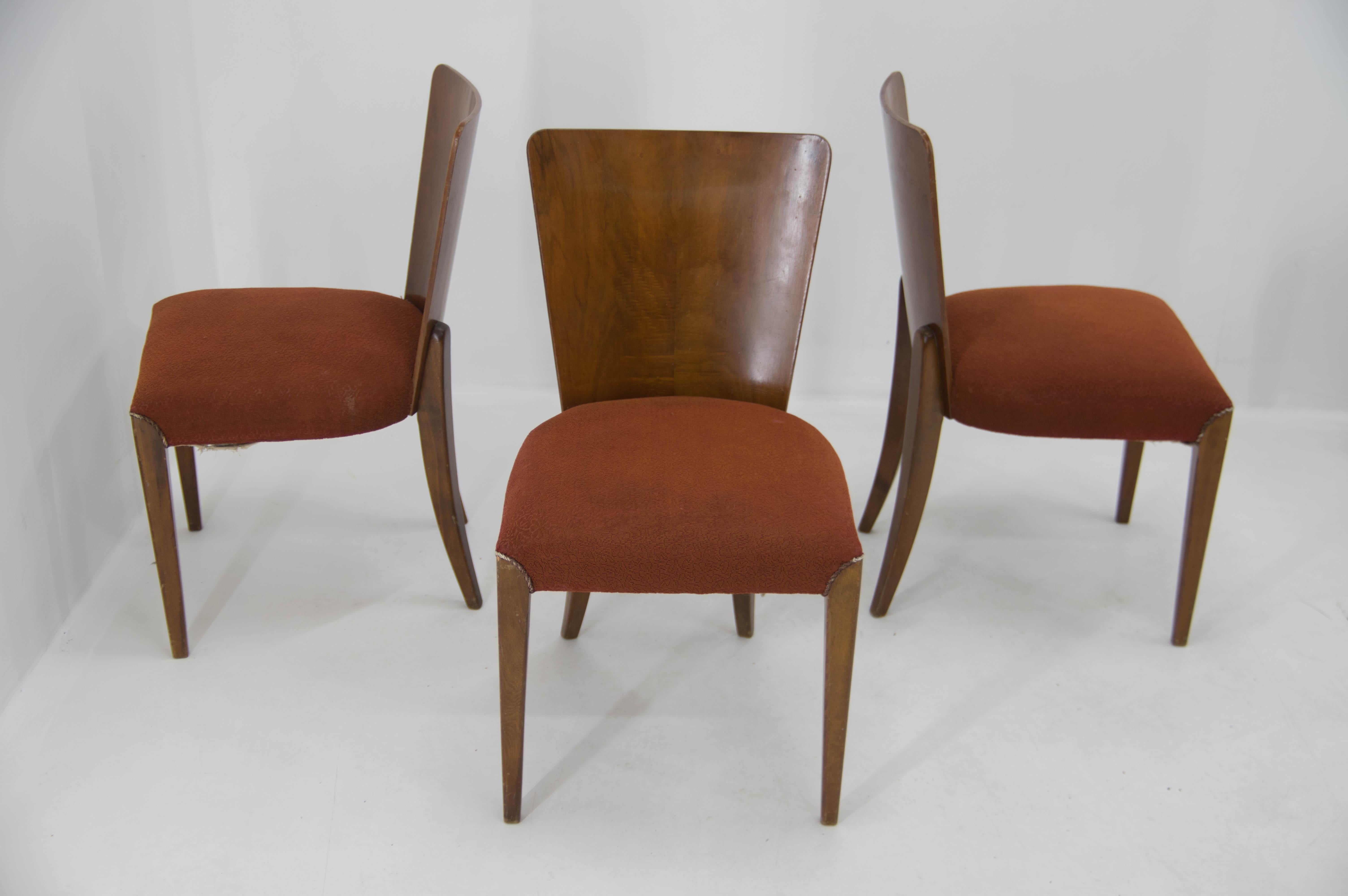 Bentwood Art Deco Dining Chairs H-214 by Jindrich Halabala for UP Závody, Set of 3