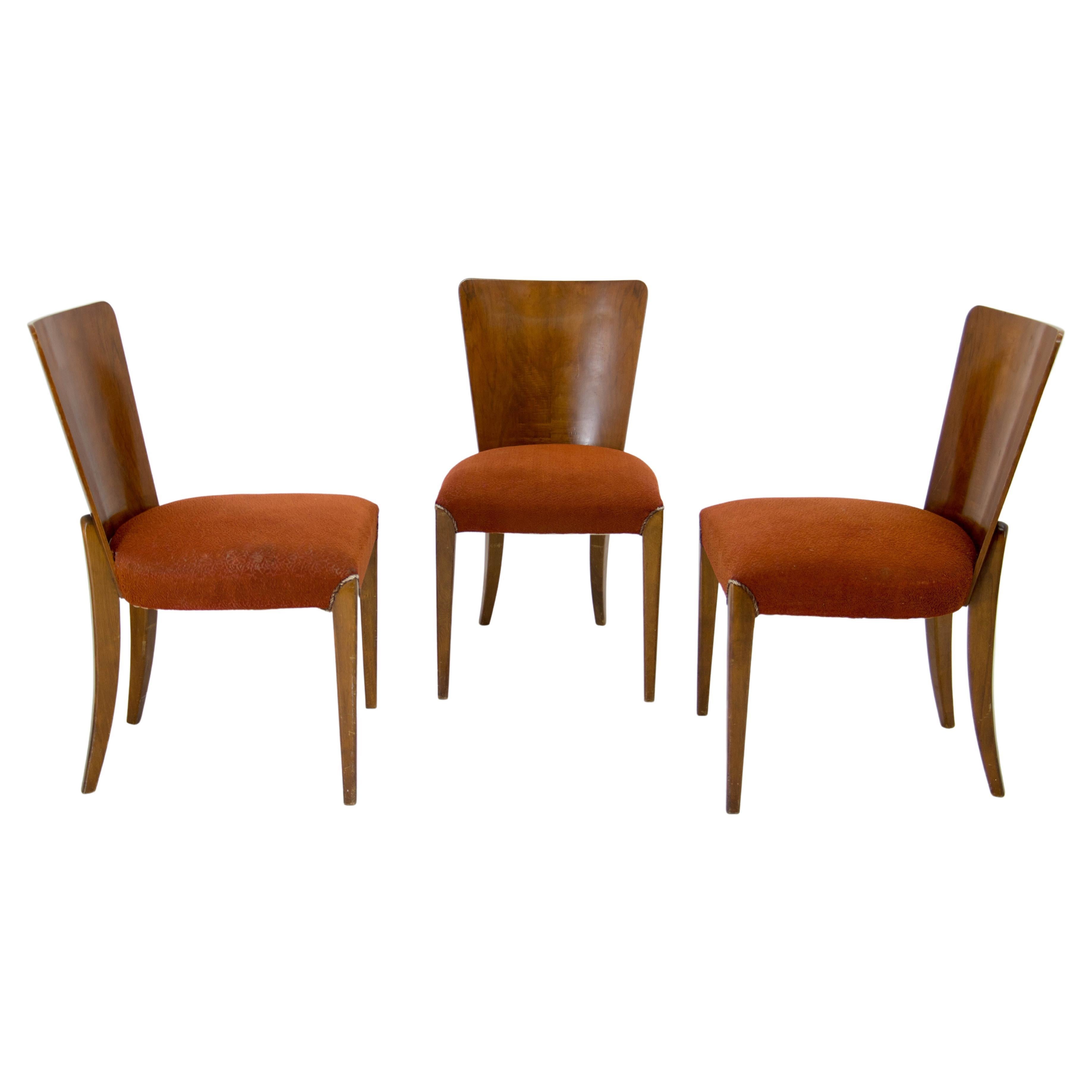 Art Deco Dining Chairs H-214 by Jindrich Halabala for UP Závody, Set of 3