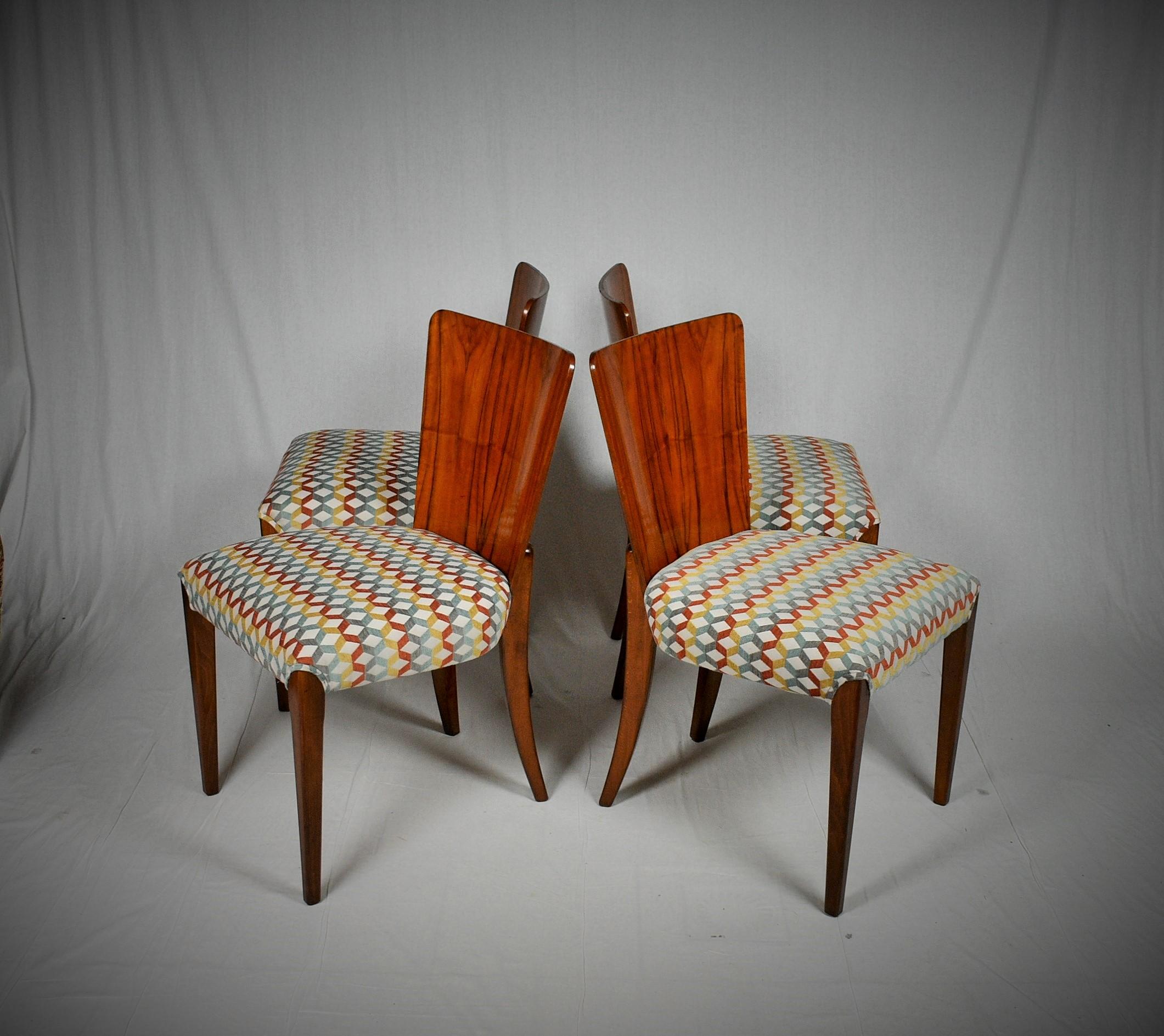 Art Deco Dining Chairs H-214 by Jindrich Halabala for UP Závody, Set of 4 2