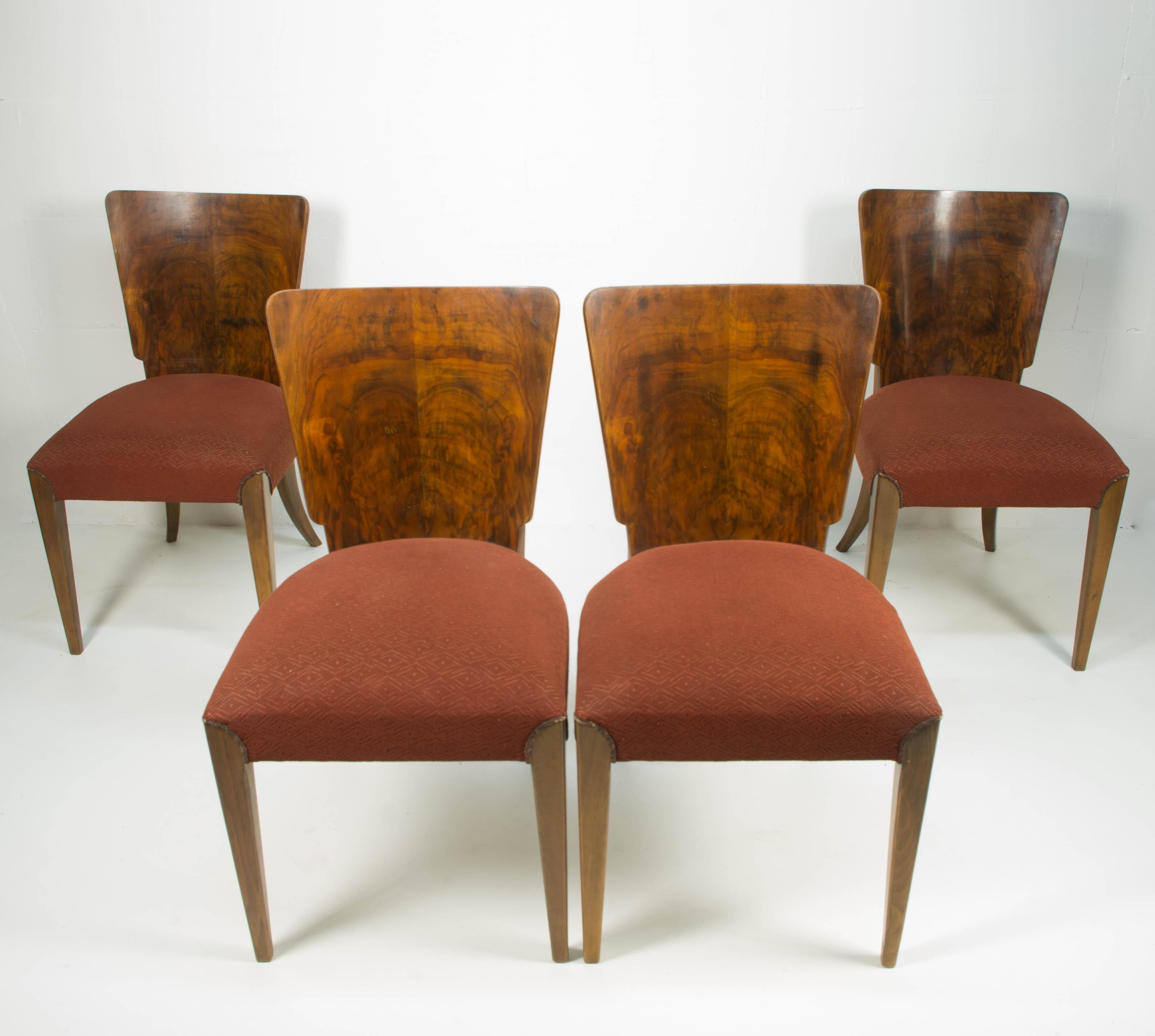 Art Deco dining chairs H-214 by Jindrich Halabala for UP Závody, Set of 4 5