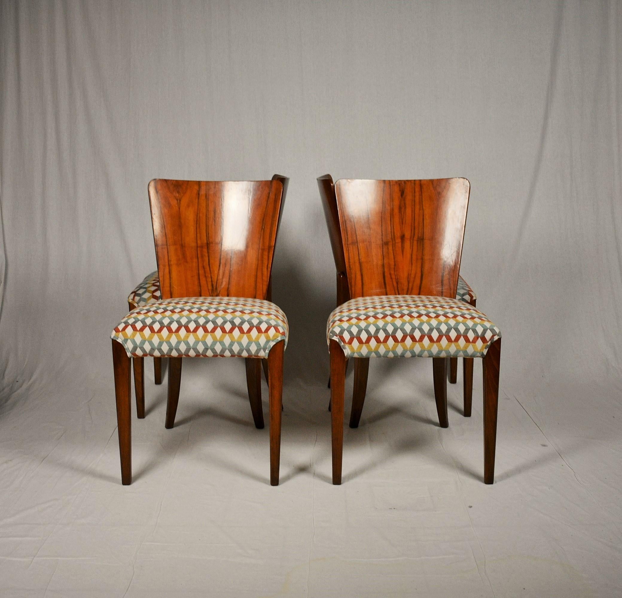 Art Deco Dining Chairs H-214 by Jindrich Halabala for UP Závody, Set of 4 3