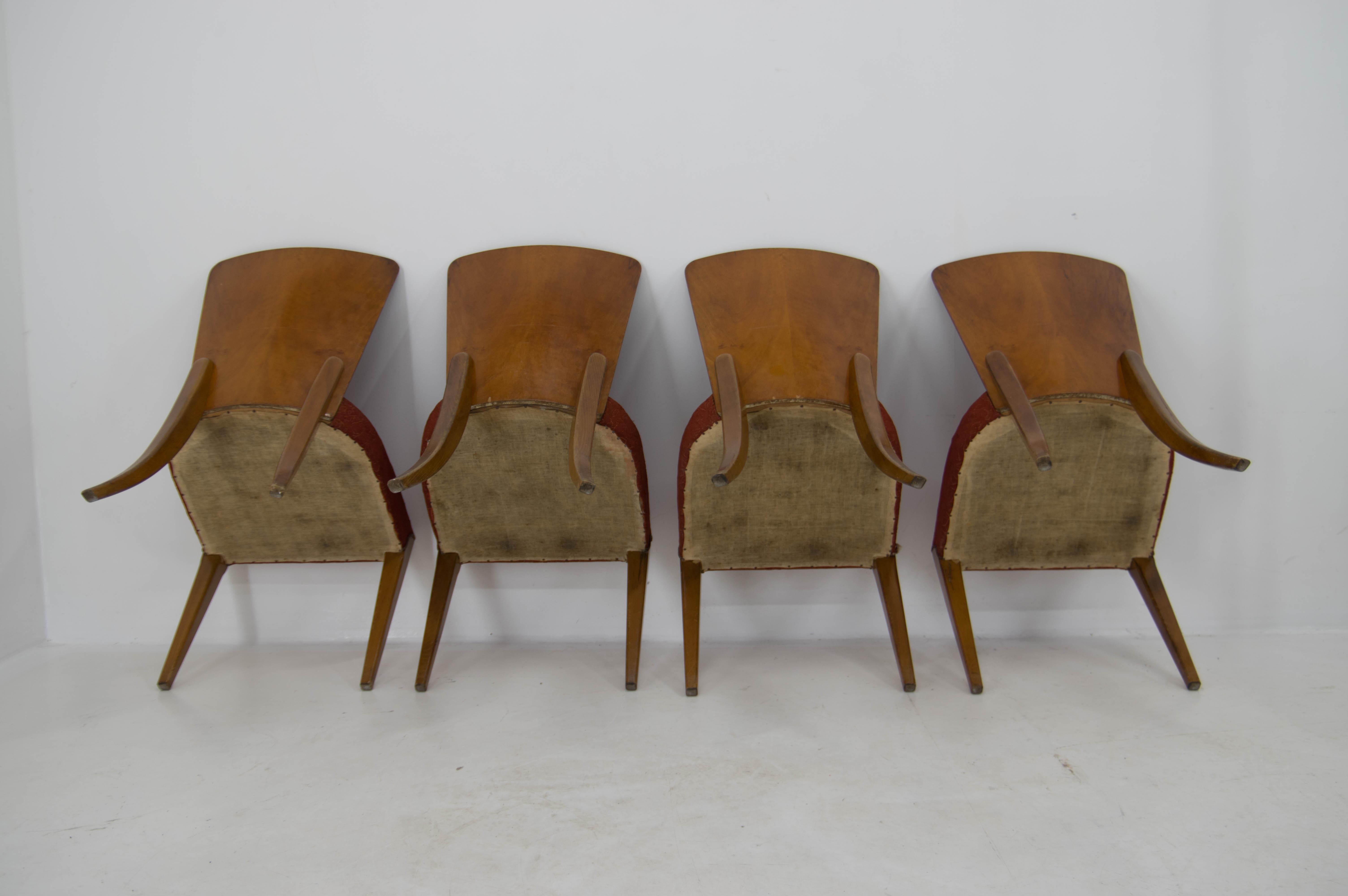 Art Deco Dining Chairs H-214 by Jindrich Halabala for UP Závody, Set of 4 5
