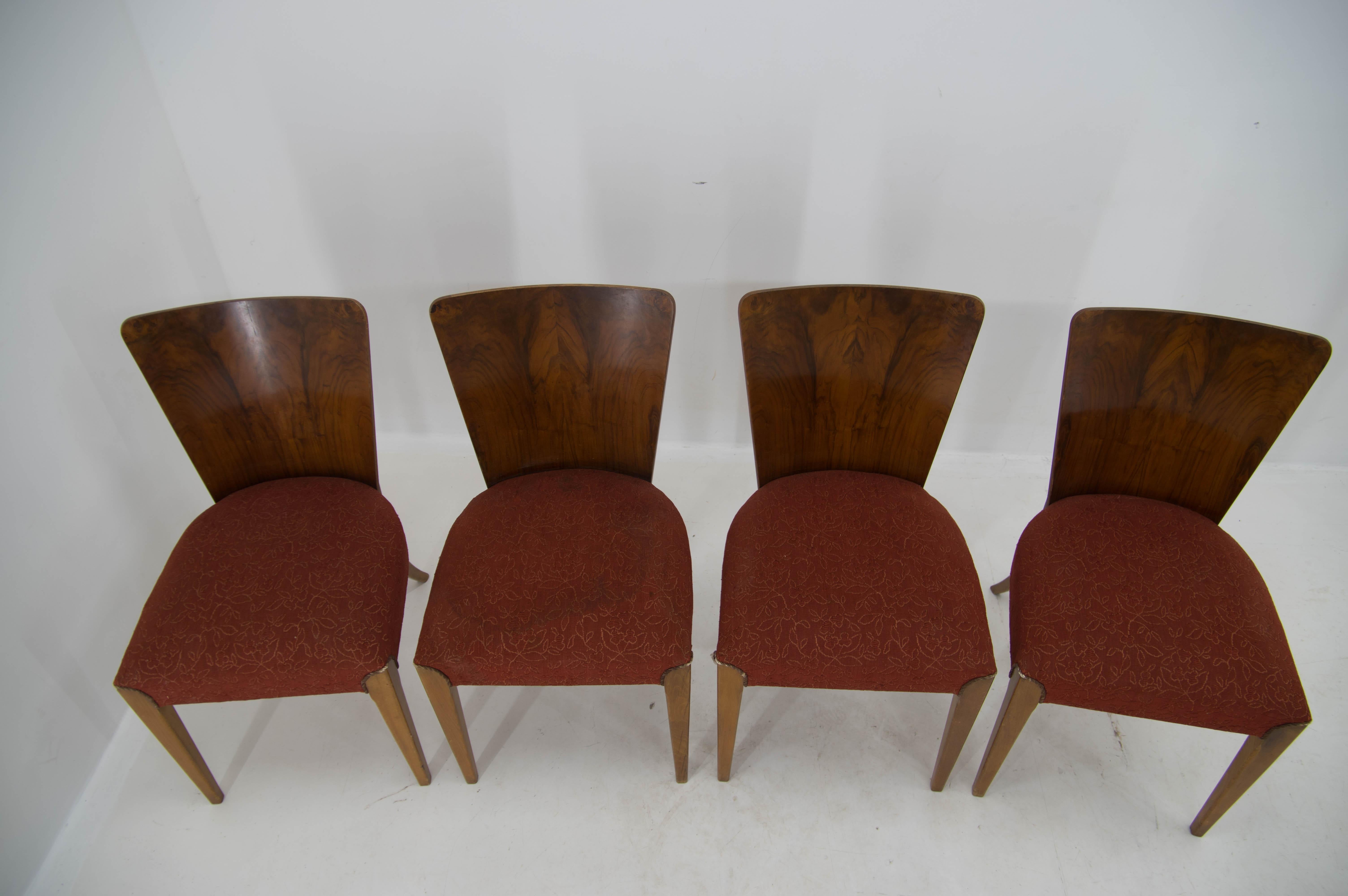 Czech Art Deco Dining Chairs H-214 by Jindrich Halabala for UP Závody, Set of 4