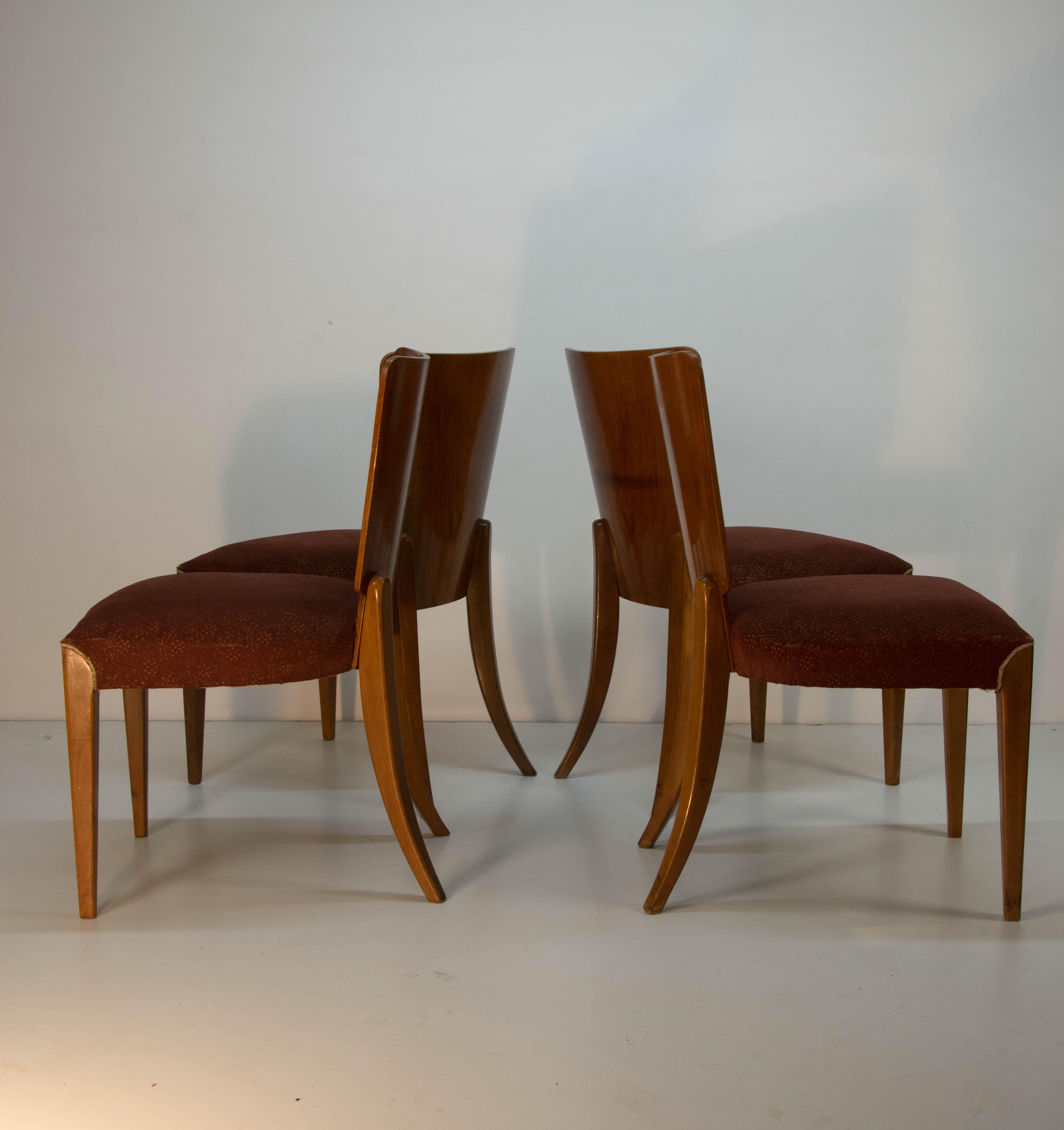 Art Deco Dining Chairs H-214 by Jindrich Halabala for UP Závody, Set of 4 In Good Condition In Praha, CZ