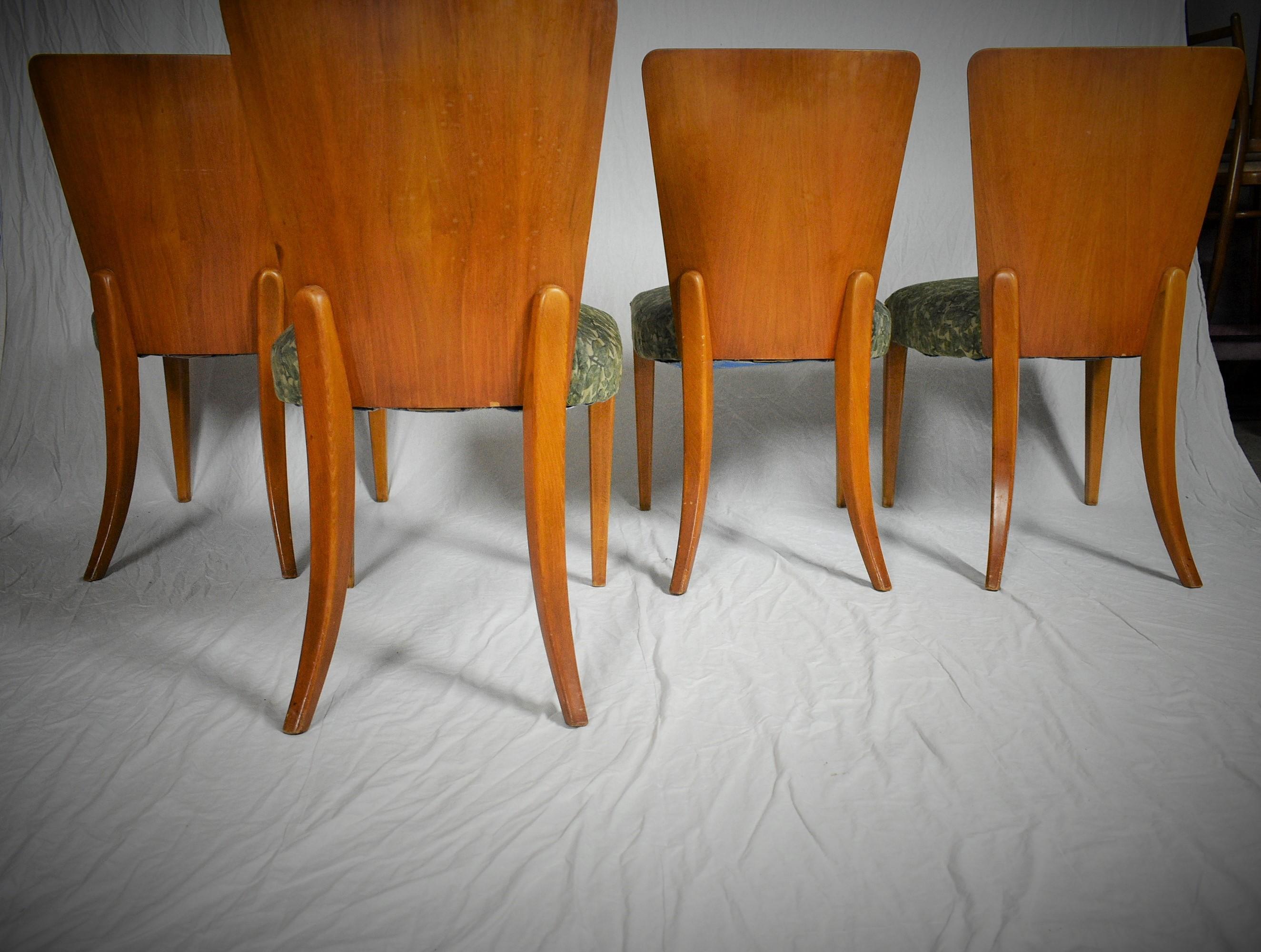 Mid-20th Century Art Deco Dining Chairs H-214 by Jindrich Halabala for UP Závody, Set of 4
