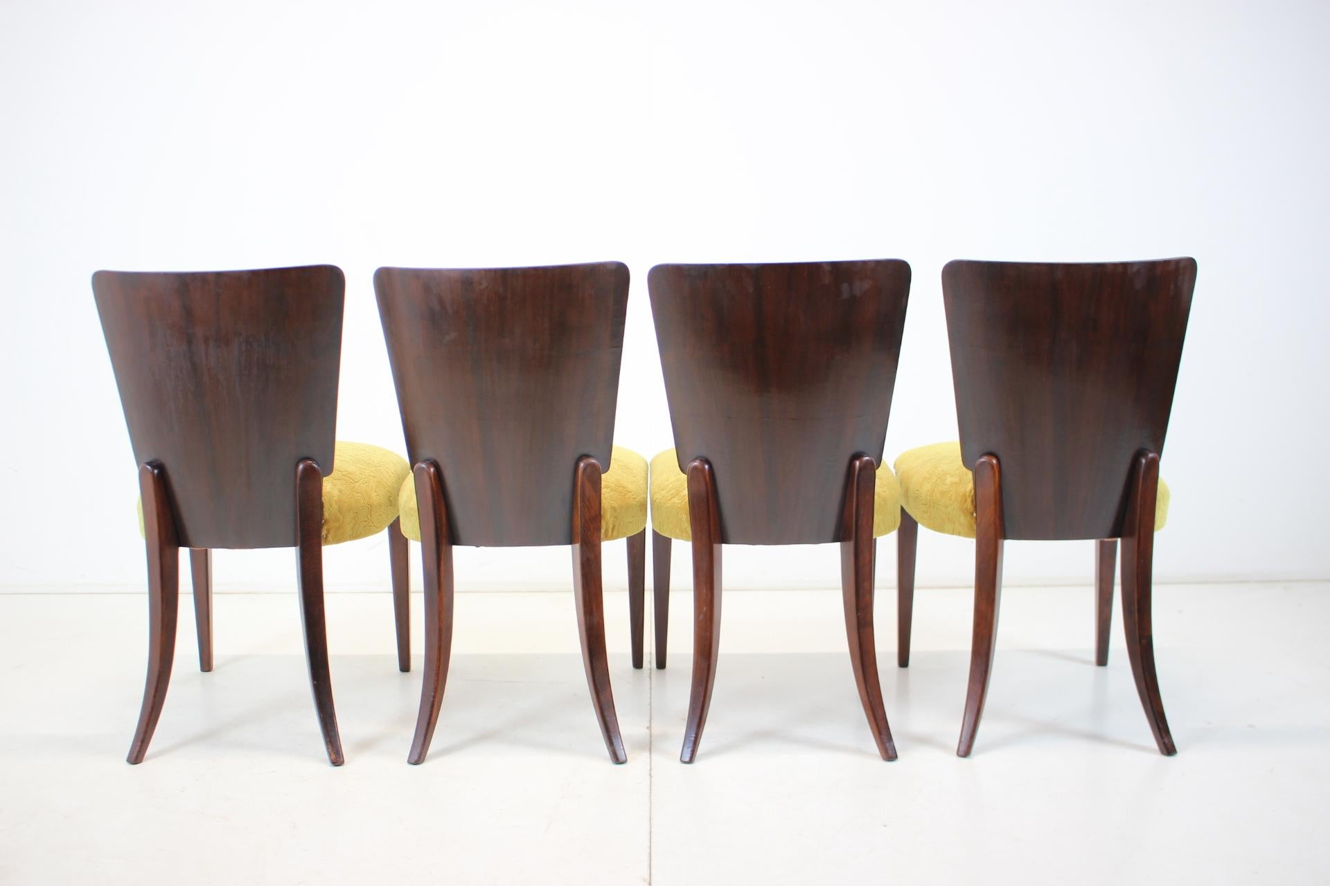 Fabric Art Deco Dining Chairs H-214 by Jindrich Halabala for UP Závody, Set of 4 For Sale