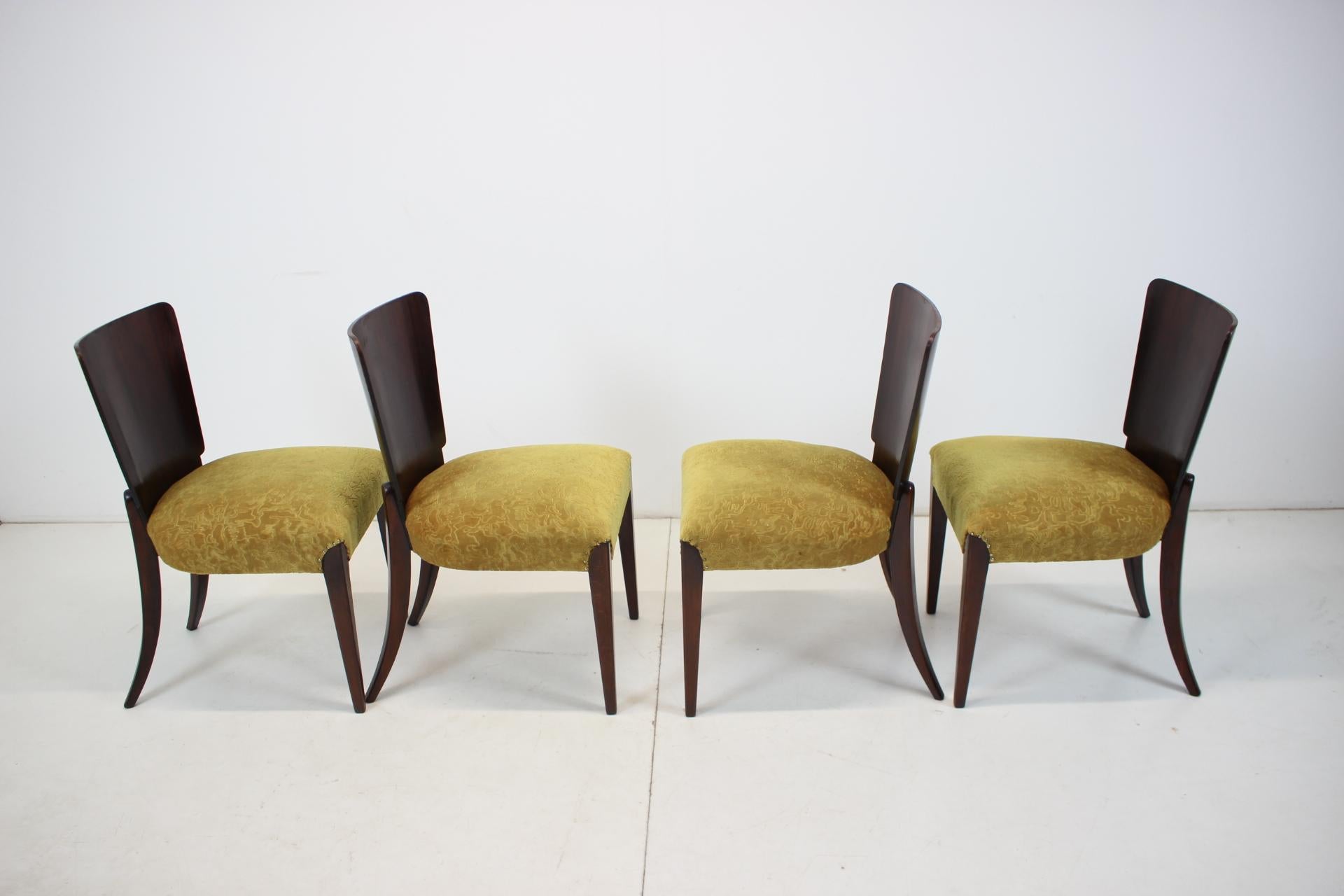 Art Deco Dining Chairs H-214 by Jindrich Halabala for UP Závody, Set of 4 For Sale 1