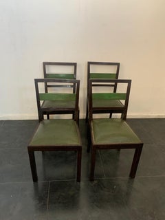 Art Deco Dining Chairs in Rosewood-Stained Beech and Green Maple, Set of 4