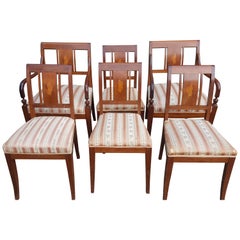 Art Deco Dining Chairs Set of 6 Marquetry Dark Honey Swedish Early 20th Century