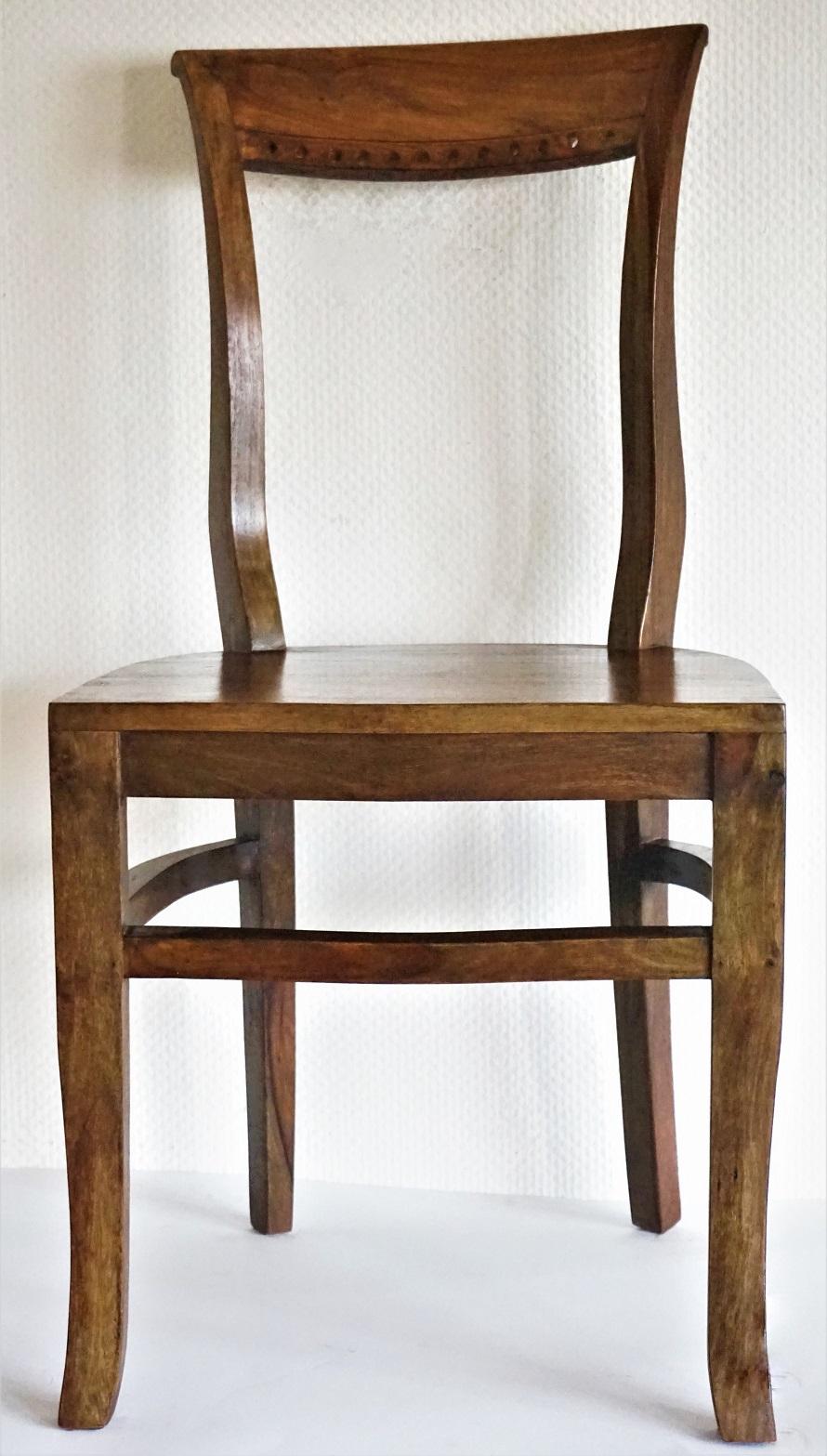 Carved Art Deco Dining Chairs Solid Oak, Set of Four