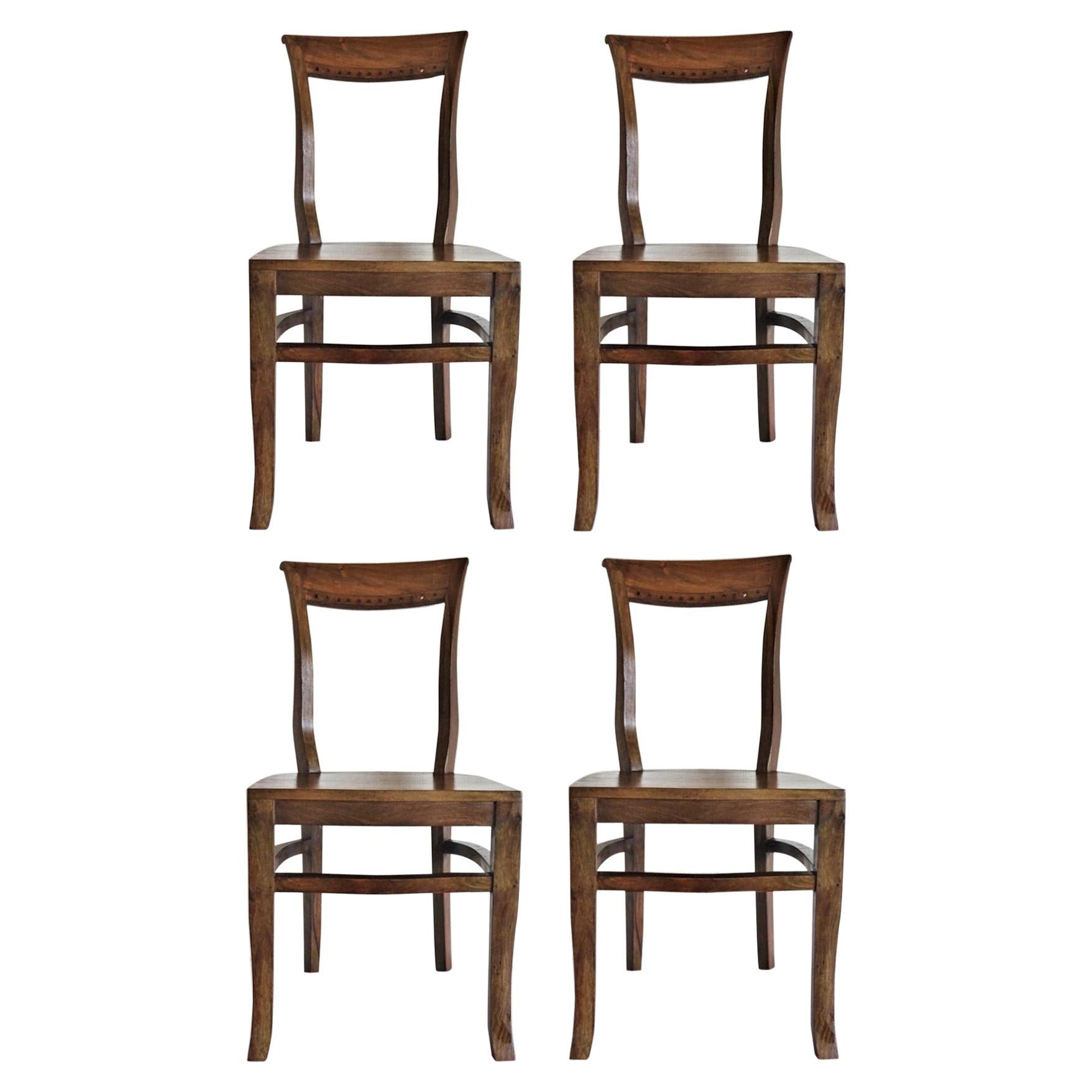 Art Deco Dining Chairs Solid Oak, Set of Four