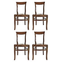 Art Deco Dining Chairs Solid Oak, Set of Four