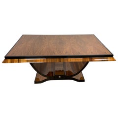 Art Deco Dining Extendable Table / Gondola Table, Paris 1920s, Walnut.