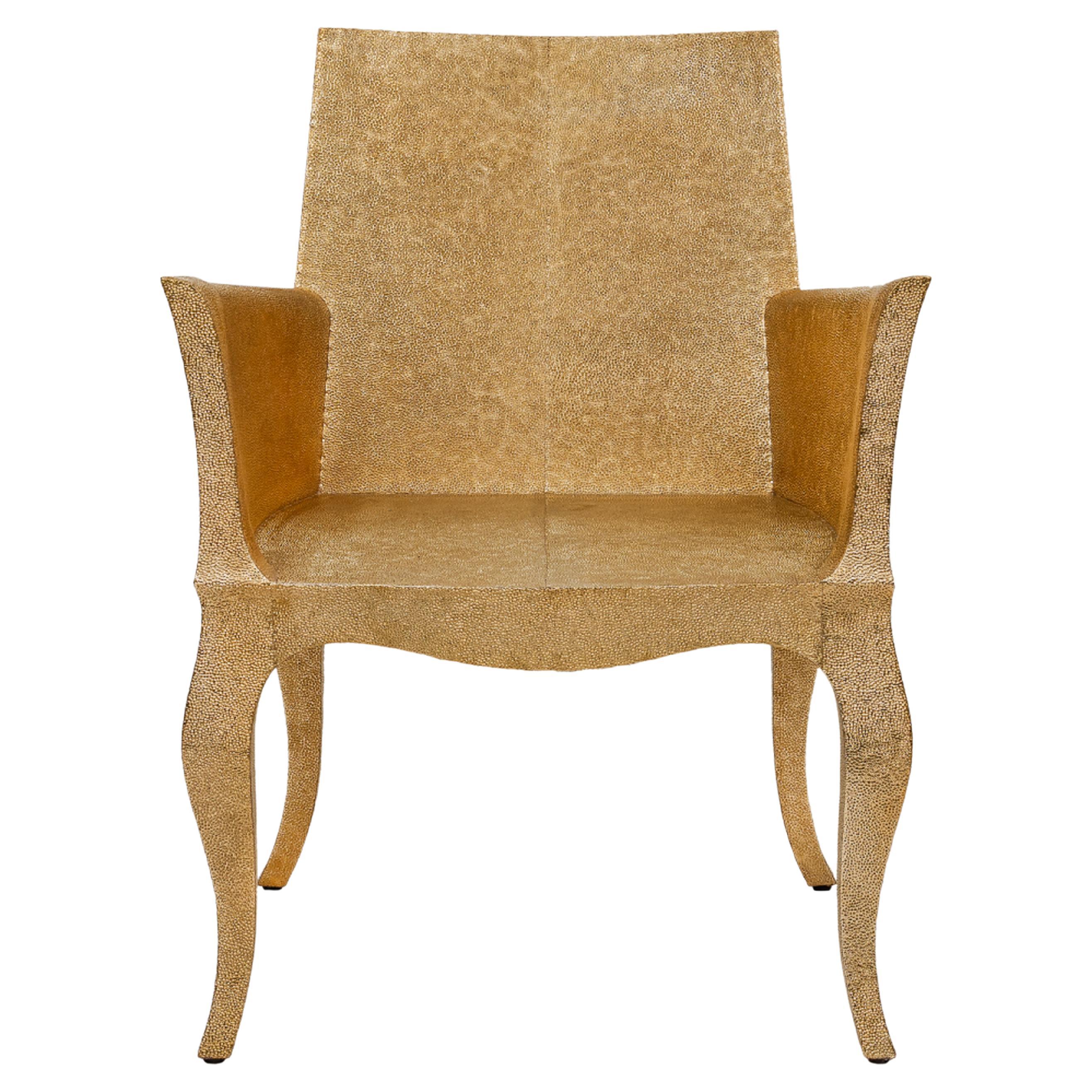 Art Deco Dining Room Chairs Mid Hammered in Brass by Paul Mathieu