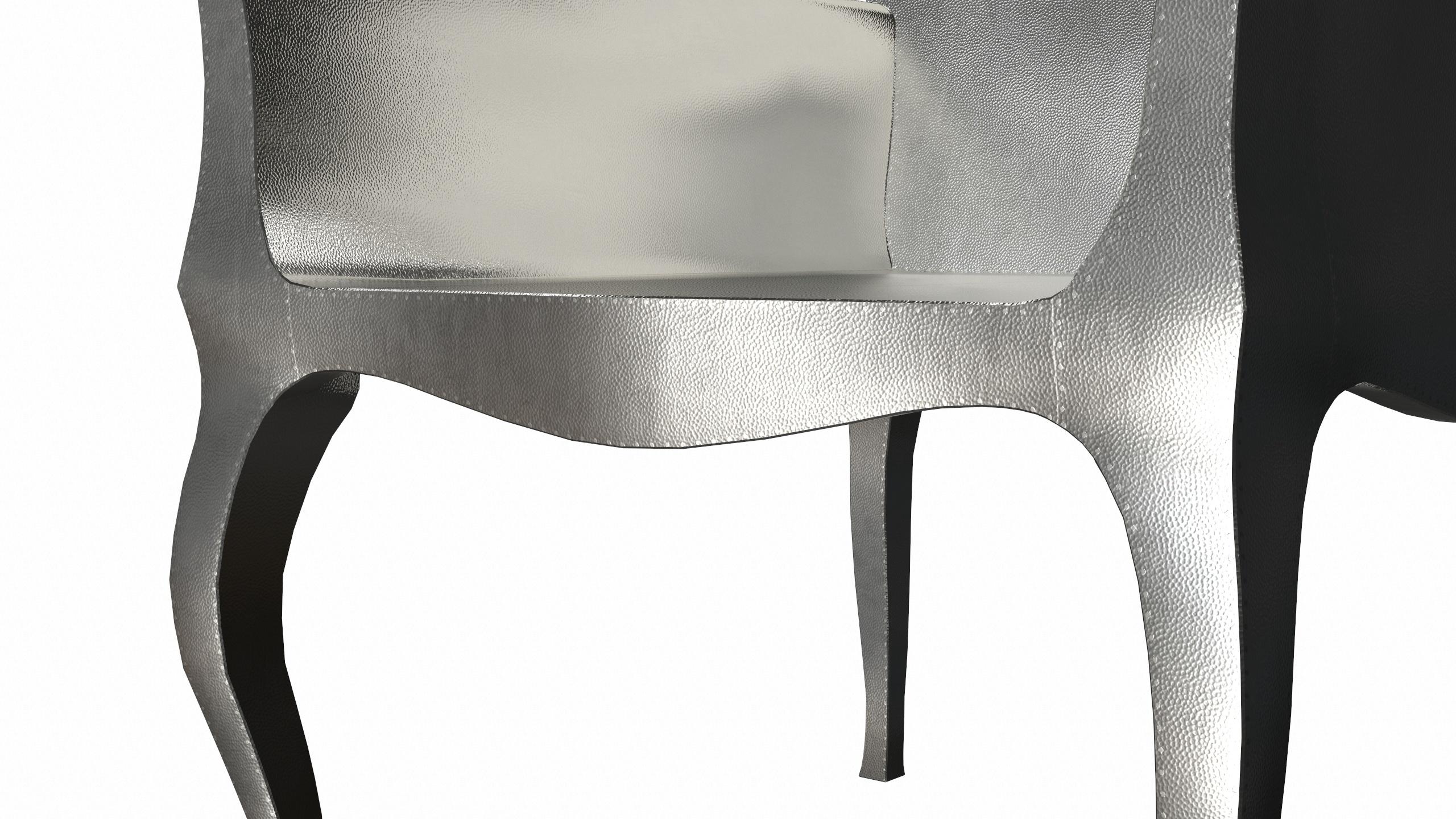 Sedie da sala da pranzo Art Deco Mid Hammered in White Bronze di Paul Mathieu in vendita 1