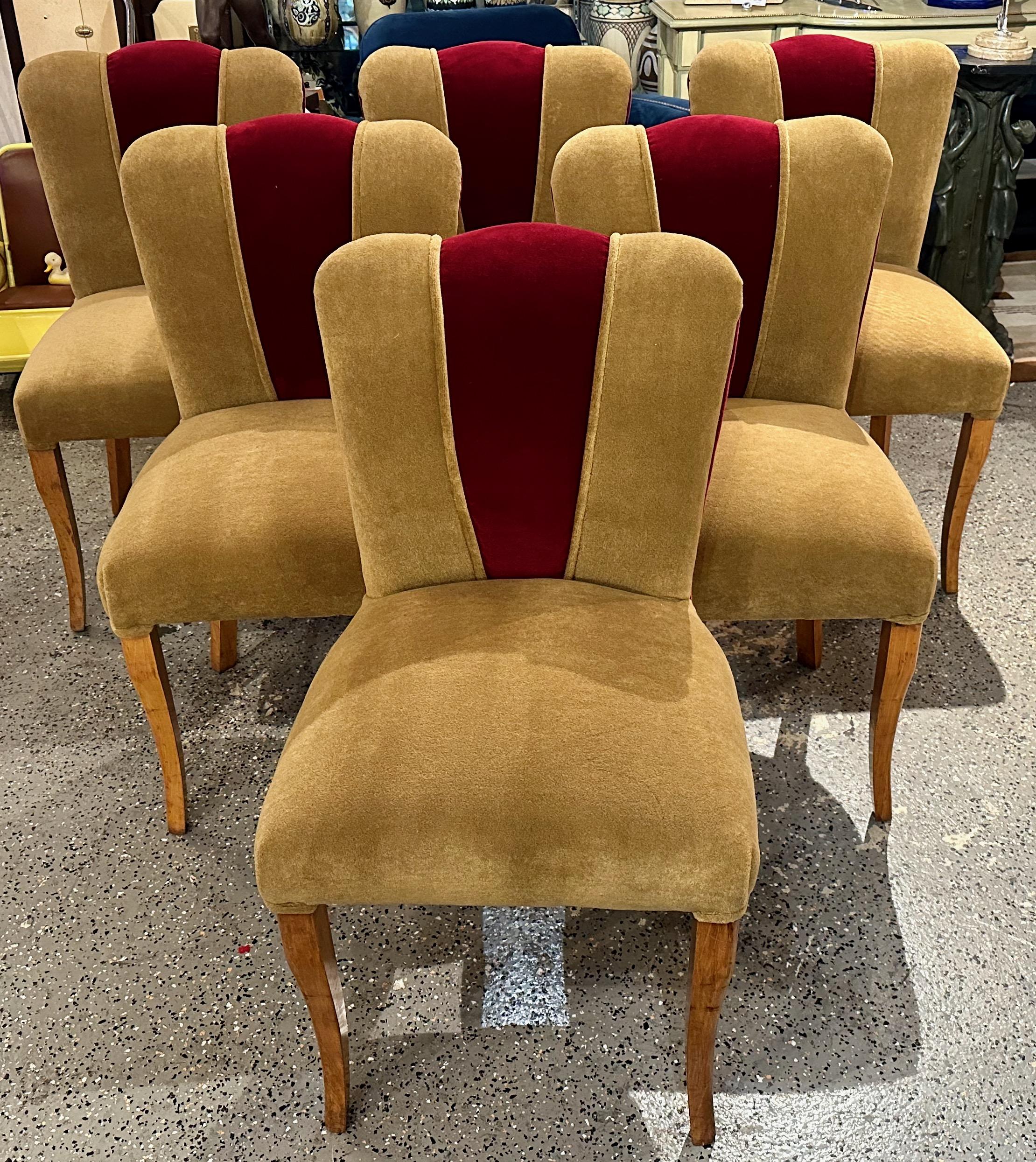 Art Deco Dining Room or Side Chairs French Style Mohair 4