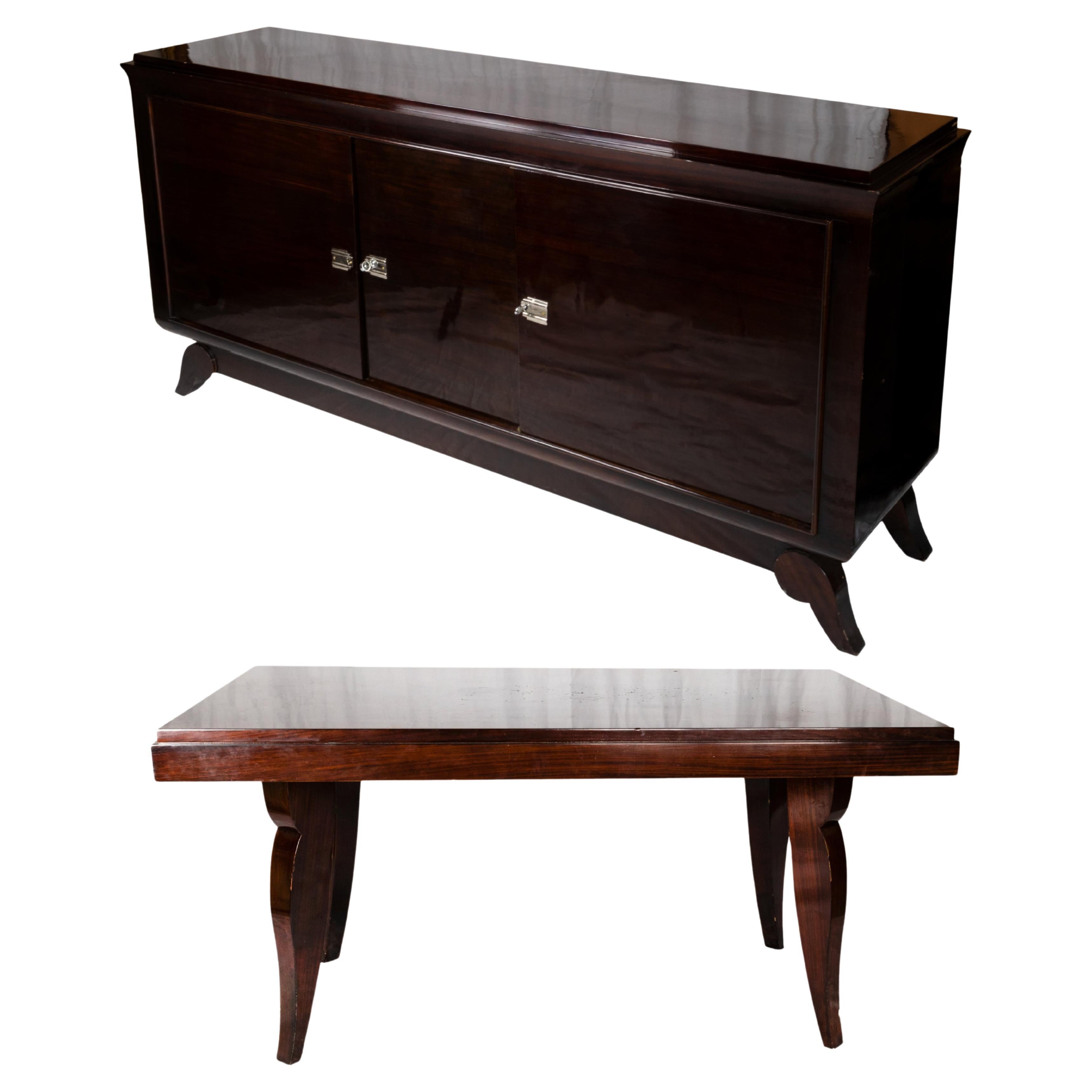 Ensemble de salle à manger Art Déco, table et buffet, (20e siècle)