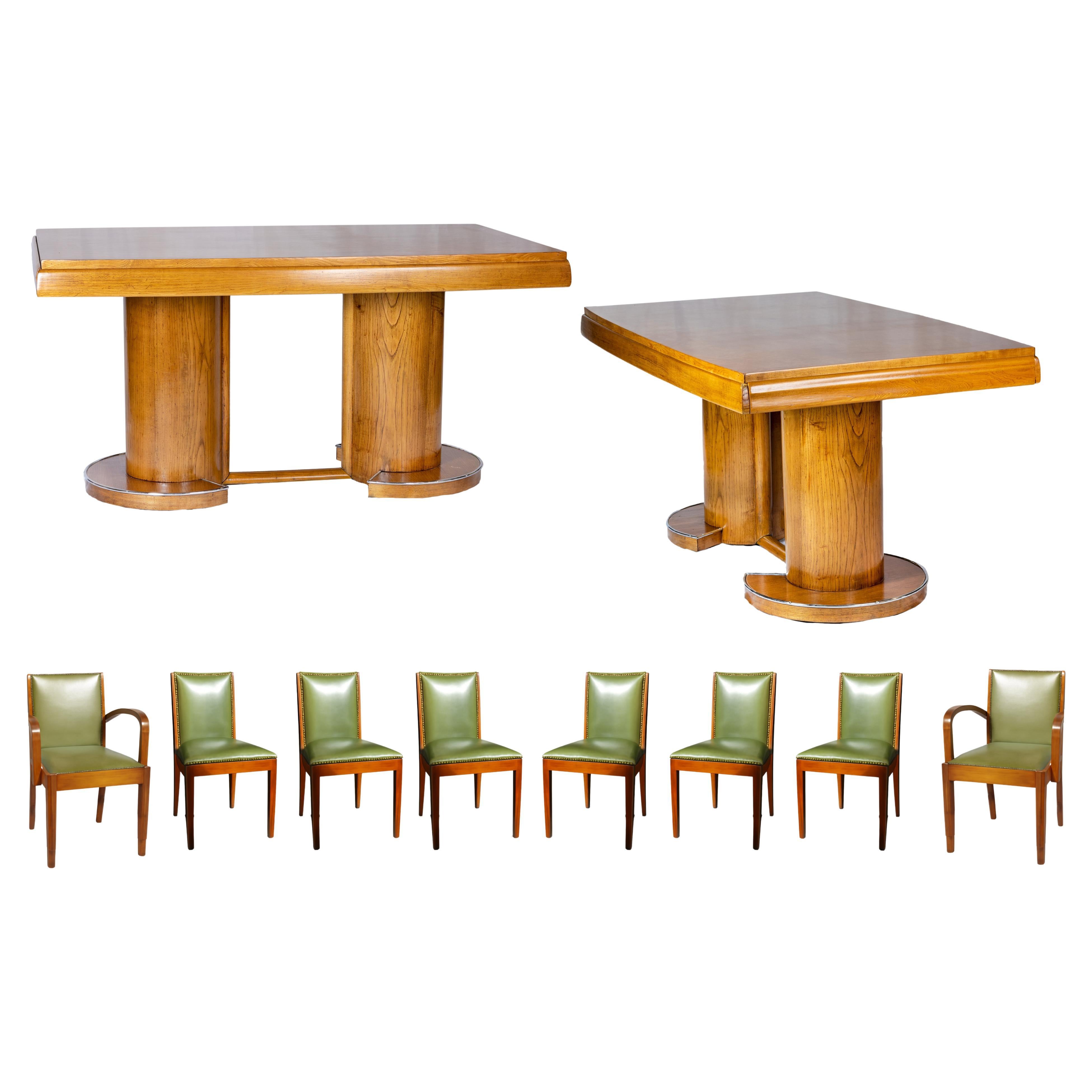 Ensemble de salle à manger Art déco avec 8 chaises, 20ème siècle en vente