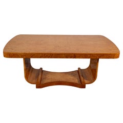 Art Deco Dining Room Table in Amboina Burl, Shellac Hand-Polished, France 1930s