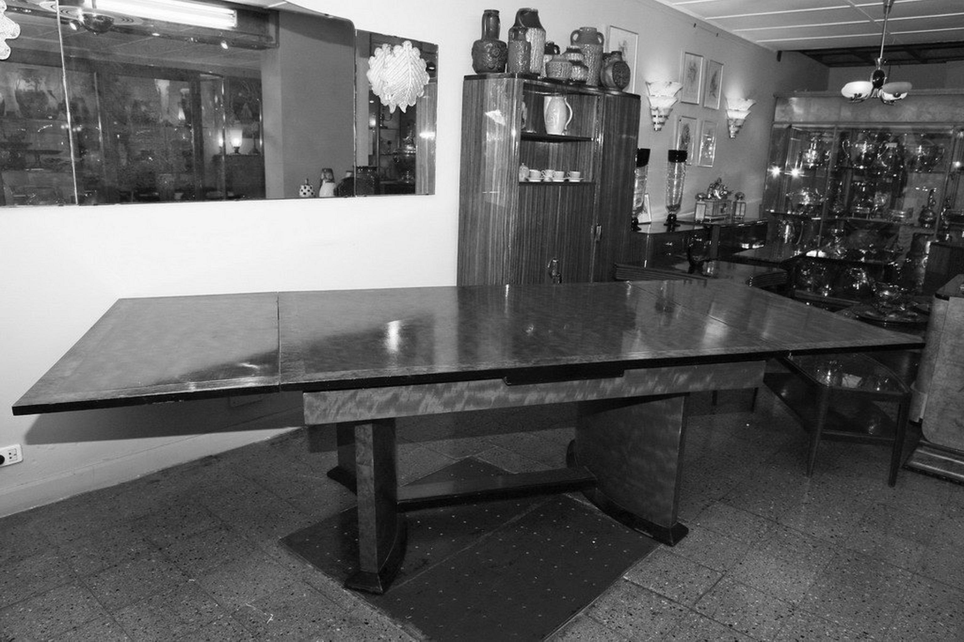 Wood Art Deco Dining Room Table with Two Extension Boards, 1920 '12 People' For Sale