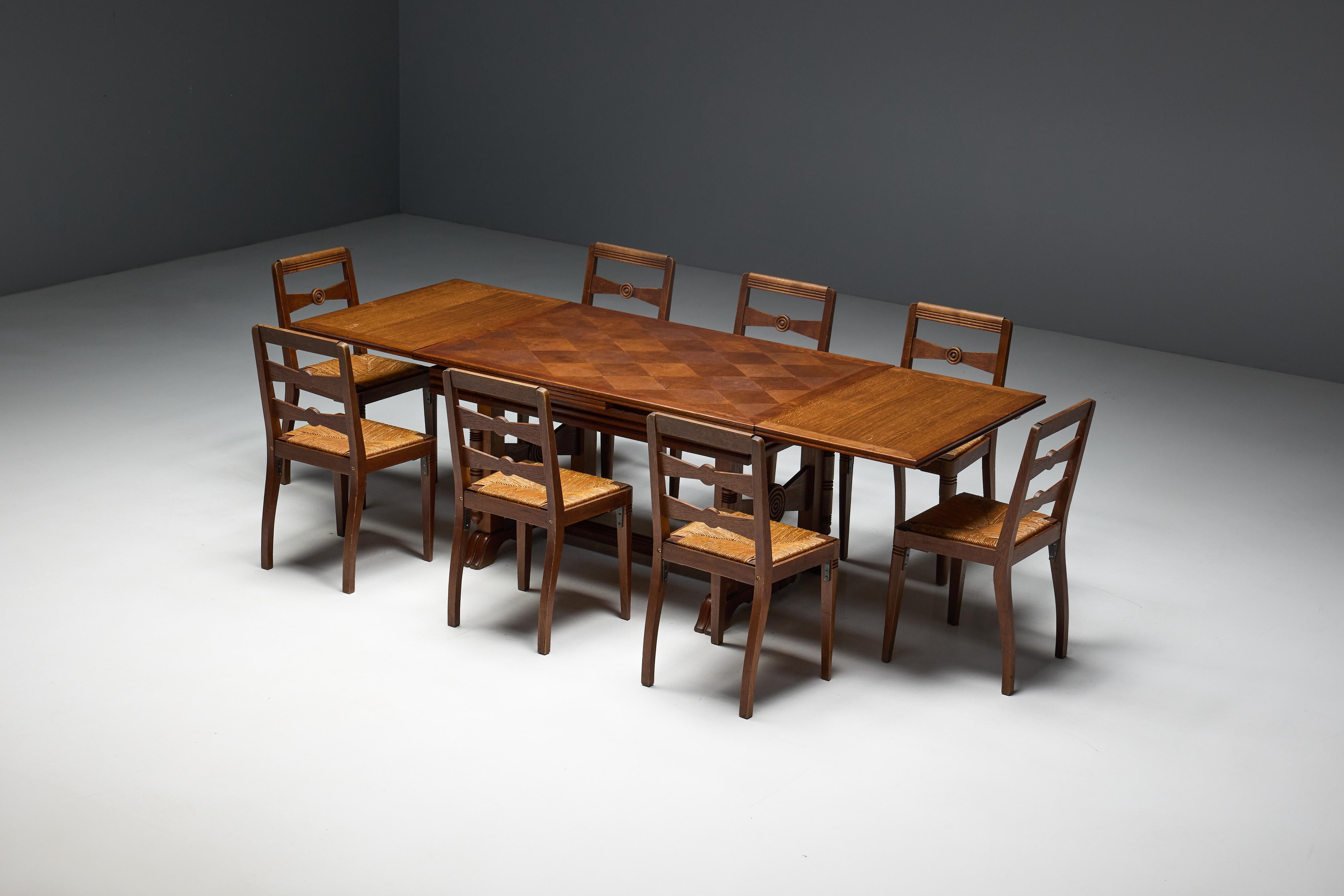 Mid-20th Century Art Deco Dining Set by Charles Dudouyt, France, 1940s For Sale