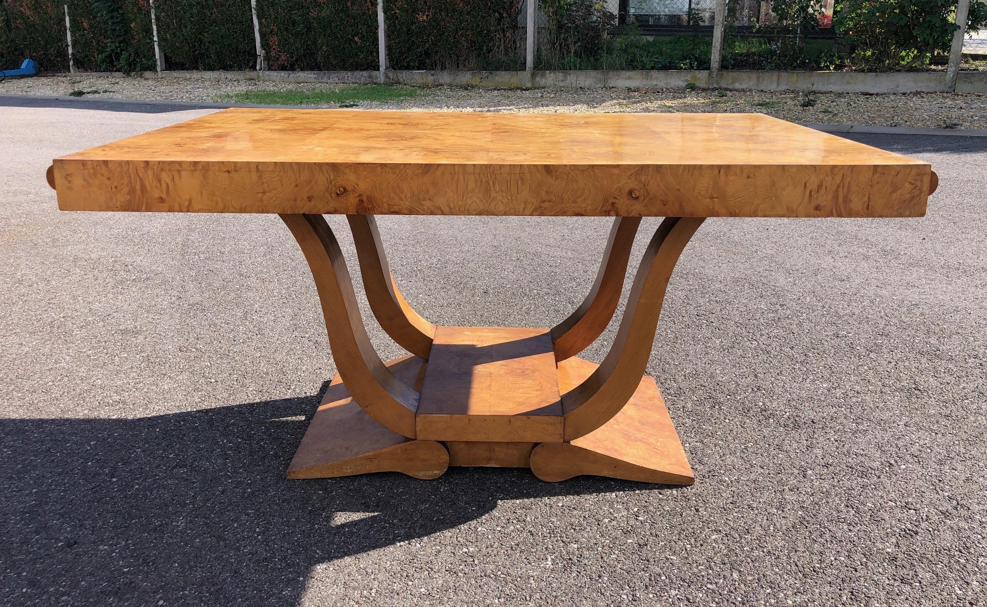 Art Deco Dining Set in Burl Wood For Sale 5