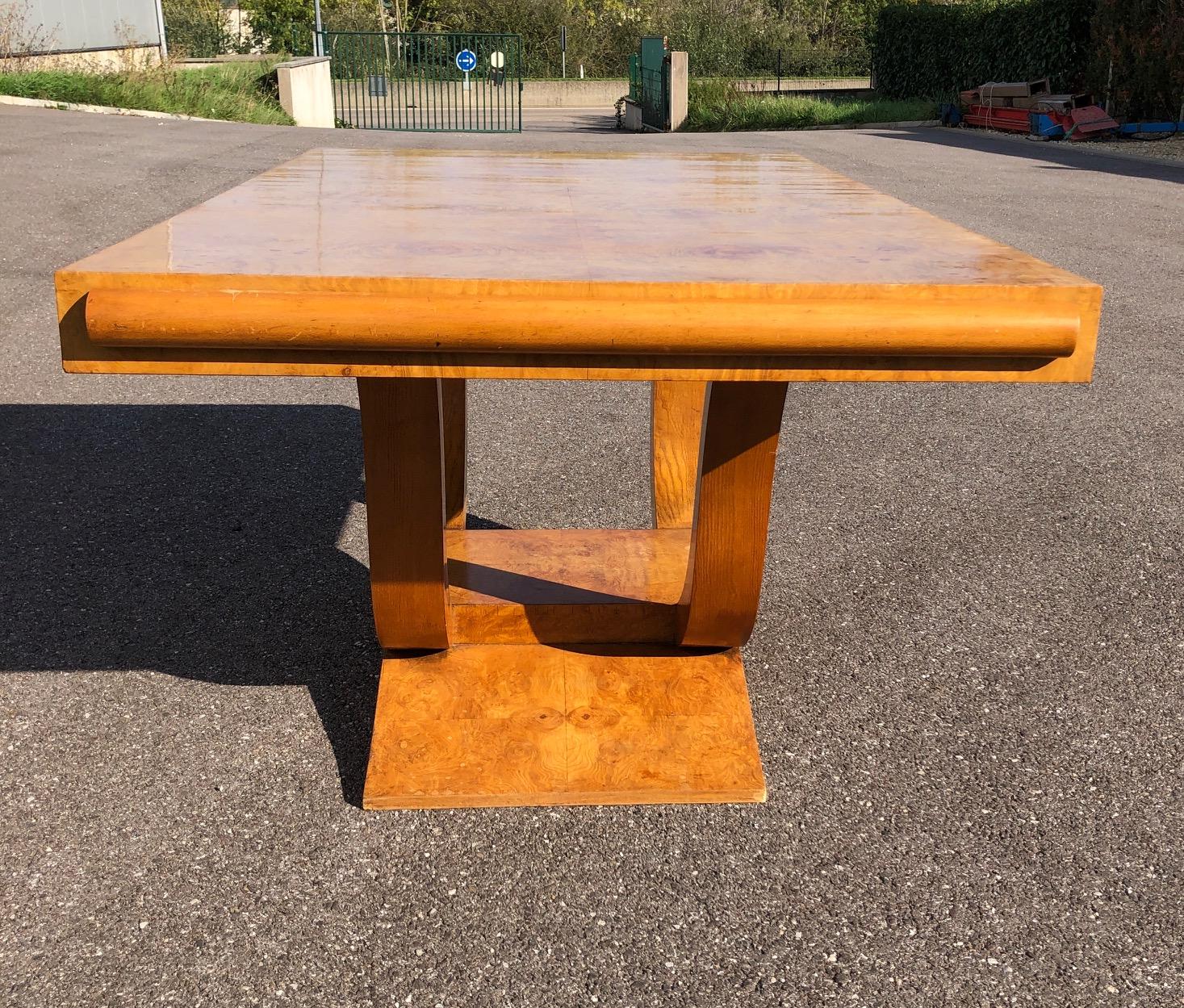 Art Deco Dining Set in Burl Wood For Sale 9