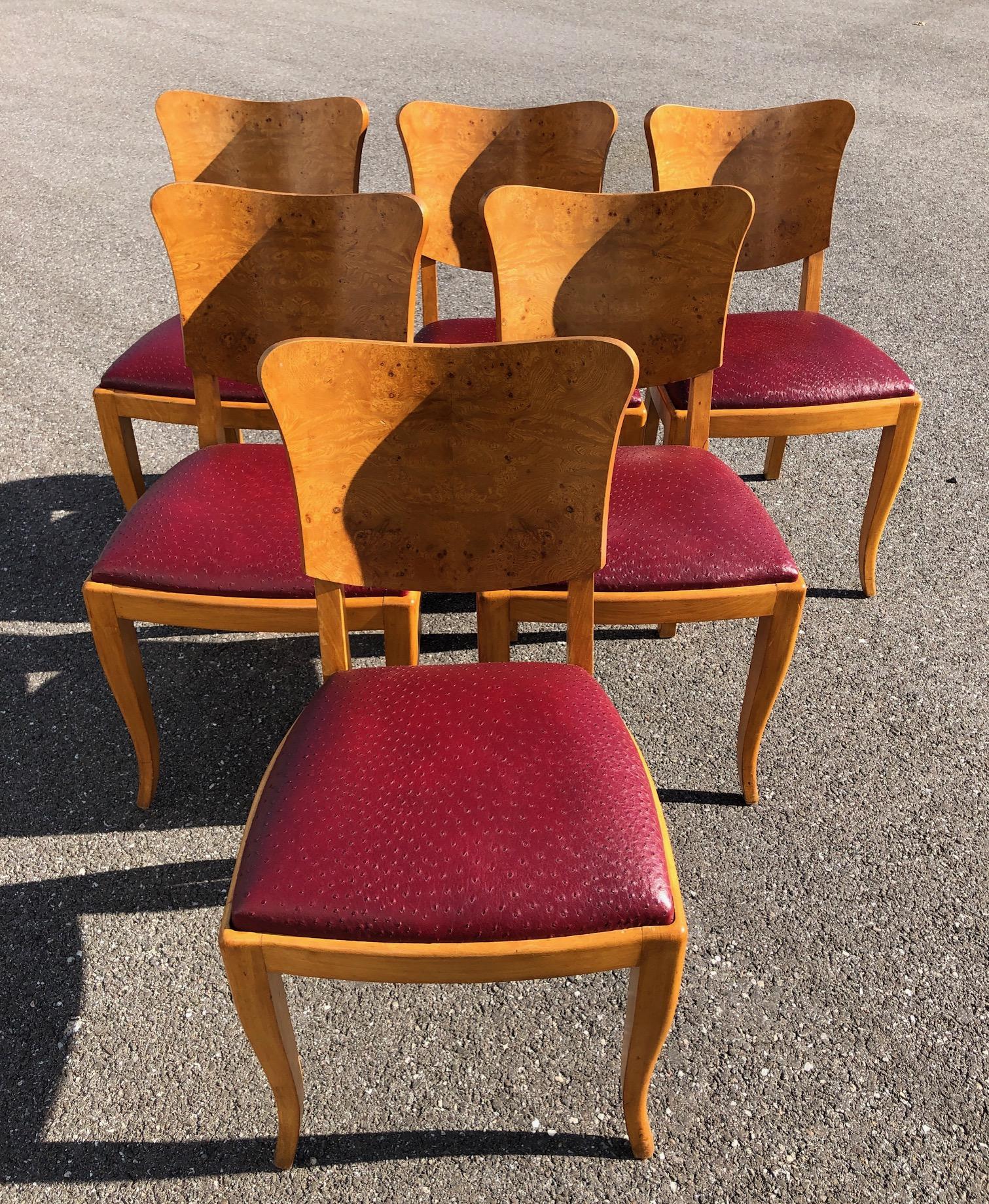 Art Deco Dining Set in Burl Wood For Sale 1