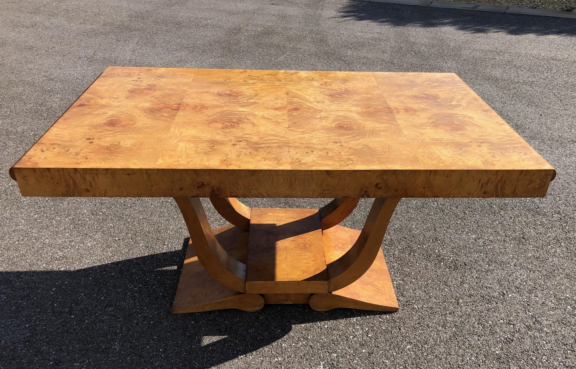 Art Deco Dining Set in Burl Wood For Sale 4