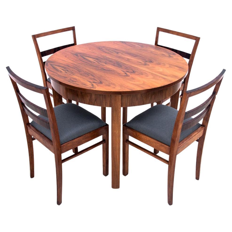 French Art Deco Rosewood/Macassar Dining Set, Maison Bellon For Sale at