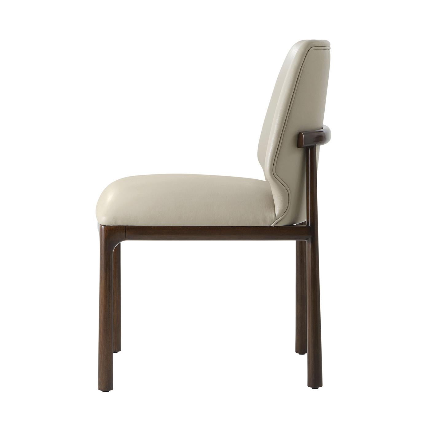 Vietnamese Art Deco Dining Side Chairs - Leather For Sale