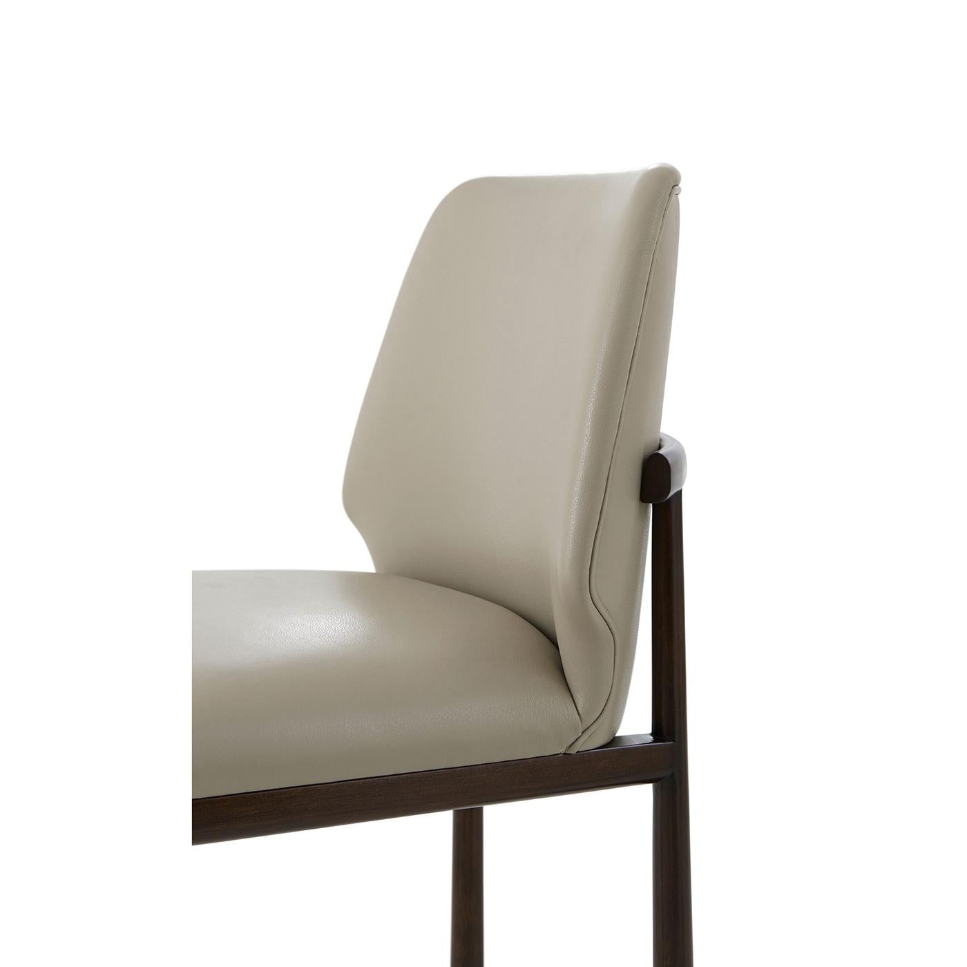 Contemporary Art Deco Dining Side Chairs - Leather For Sale