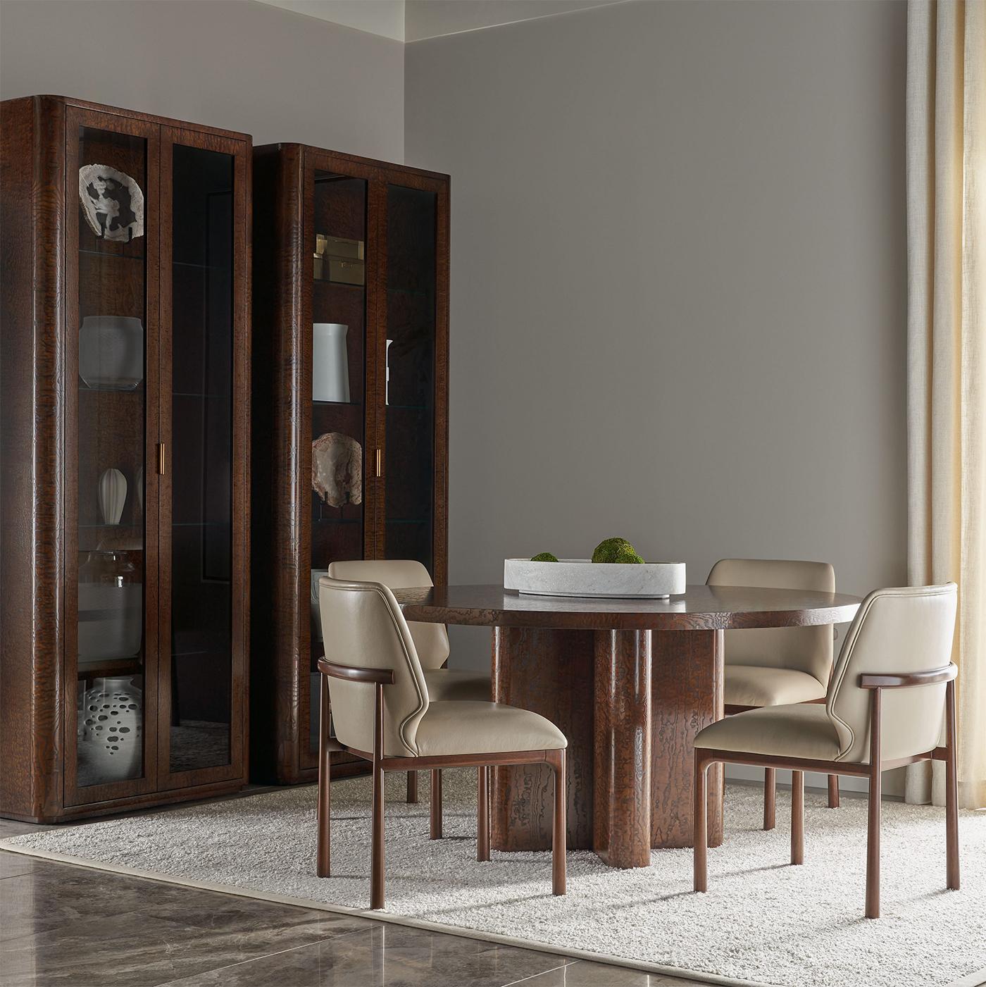 Art Deco Dining Side Chairs - Leather For Sale 1