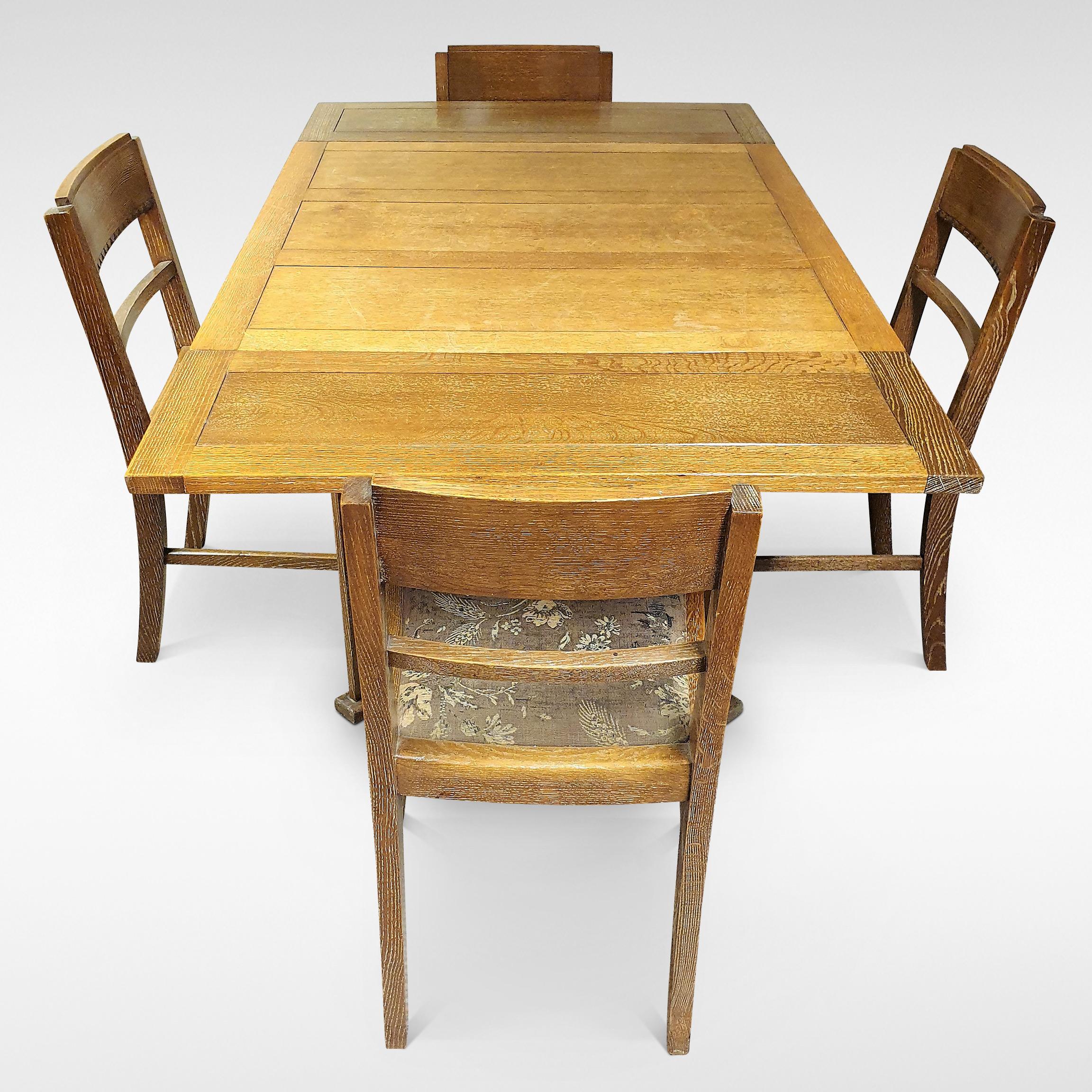 English Art Deco Dining Suite Table and Chairs by Bowman Bros