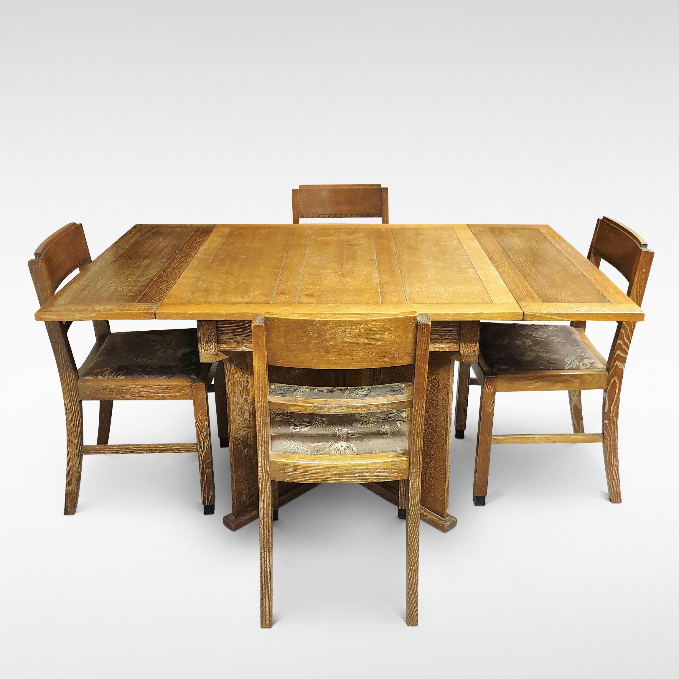 Limed Art Deco Dining Suite Table and Chairs by Bowman Bros