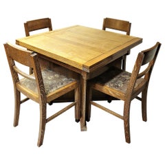 Antique Art Deco Dining Suite Table and Chairs by Bowman Bros