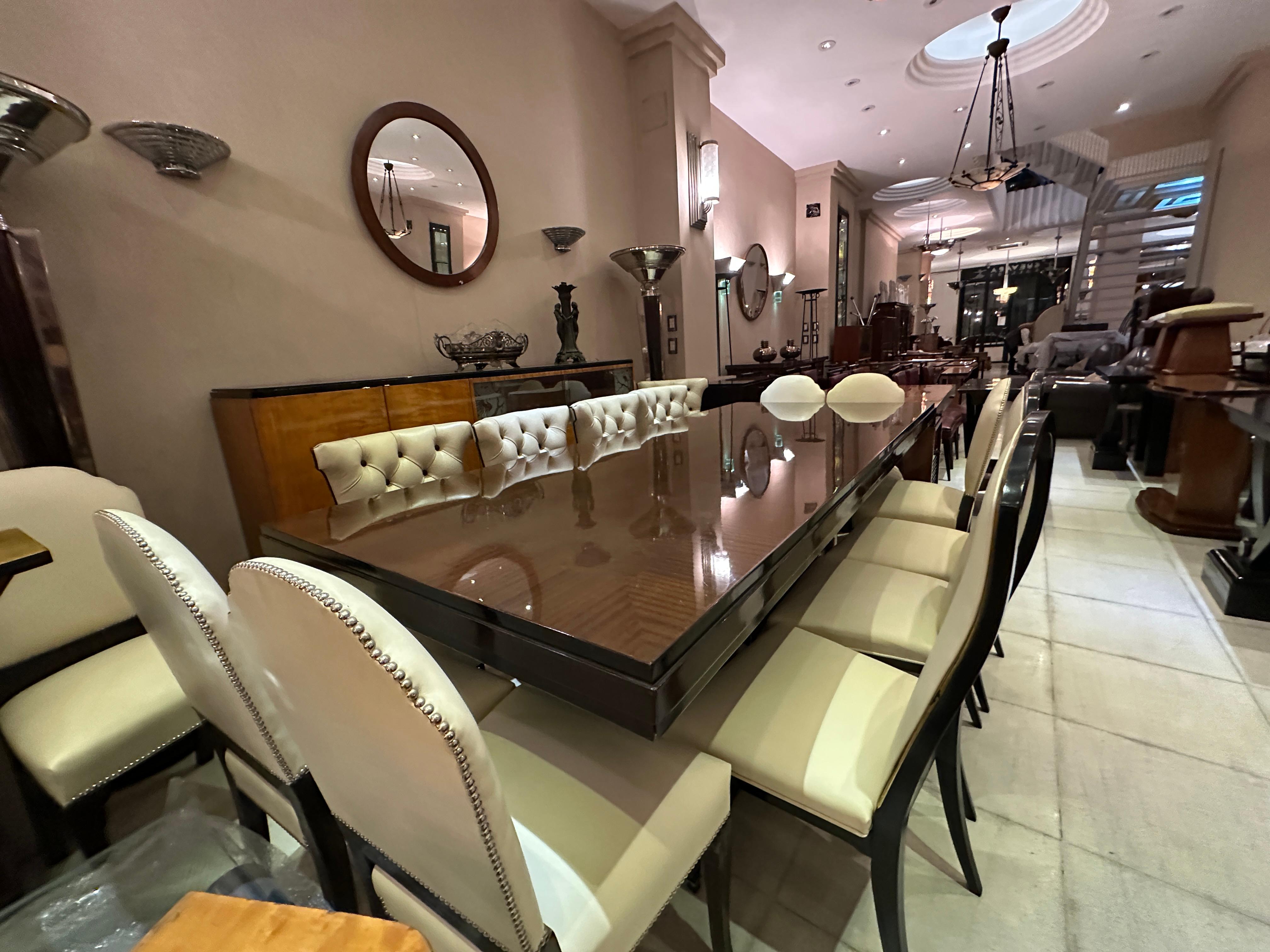 Mesa de Comedor Art Decó 1930, Francia, '10 Personas', Material: Madera en venta 3