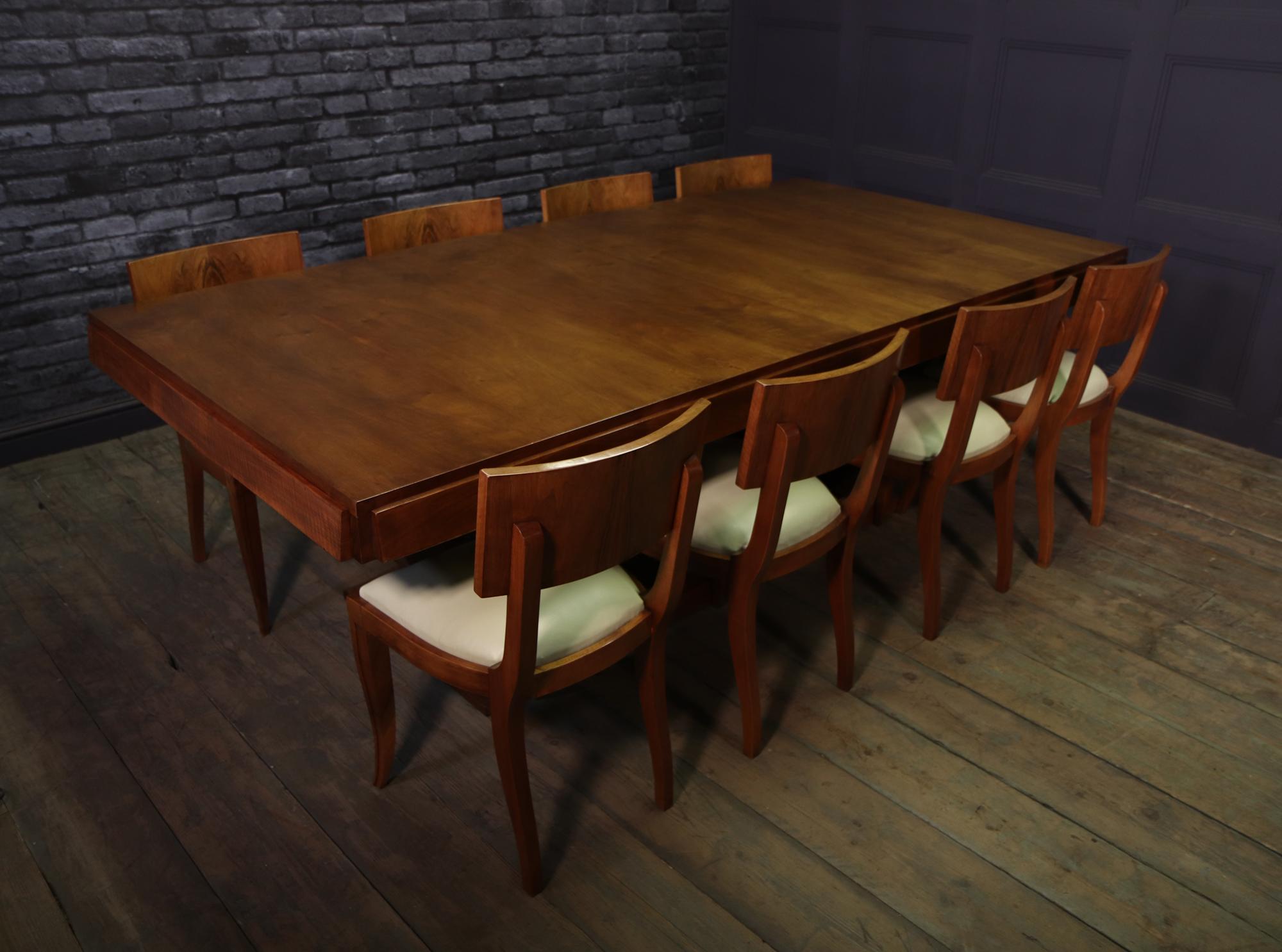 Mid-20th Century Art Deco Dining Table and 8 Chairs Jean Royere for Gouffe Paris