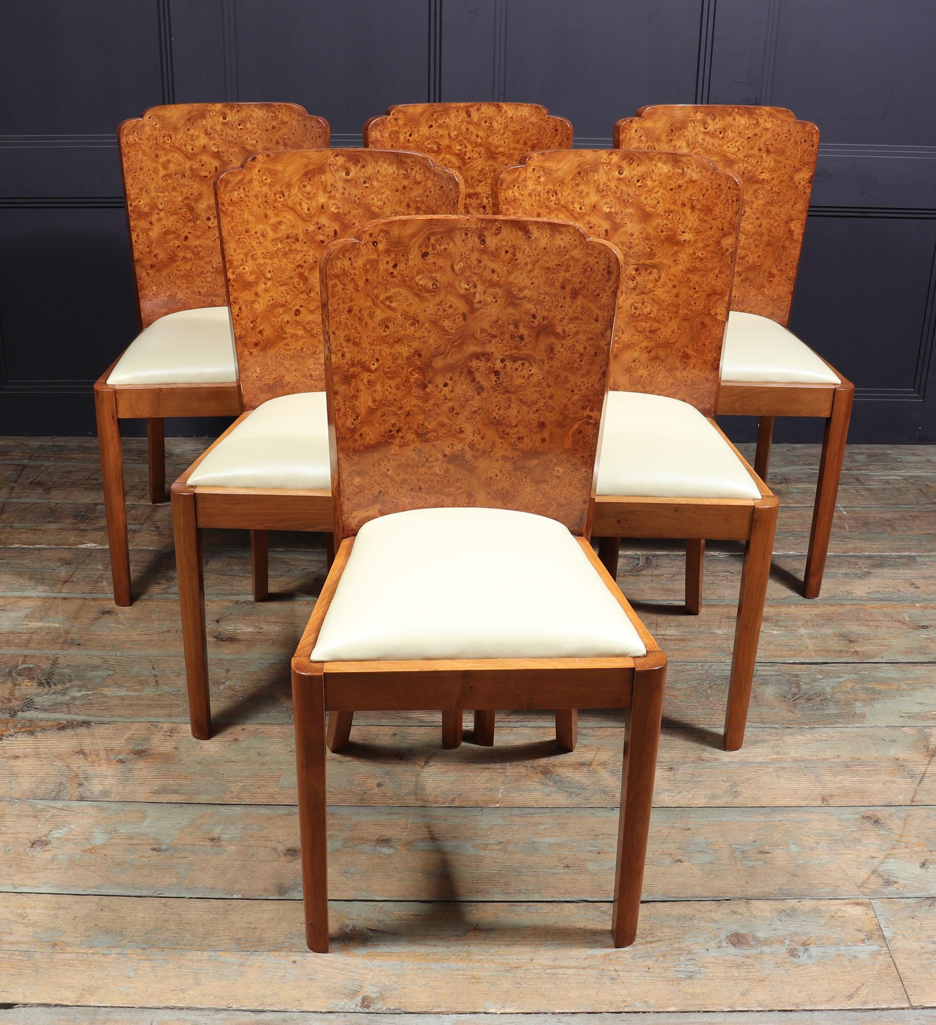 Art Deco Dining Table and Chairs in Burr Walnut 8